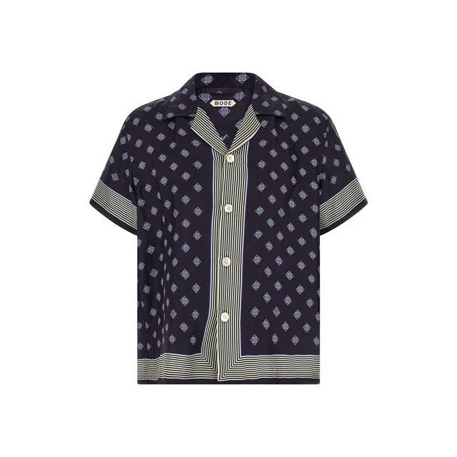 Bode BODE Foyer Diamond Blue Shirt New & Authentic (Men's size:L; Size US L / EU 52-54 / 3 - 1 Thumbnail
