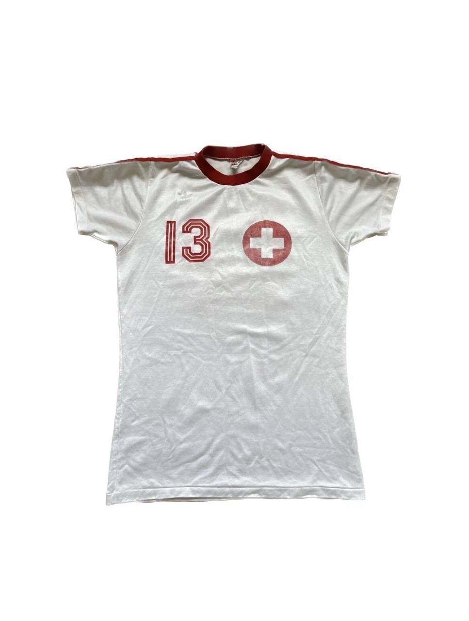 Vintage ULTRA RARE! 1975 SWITZERLAND #13 MATCH WORN ADIDAS JERSEY L Size US L / EU 52-54 / 3 - 1 Thumbnail
