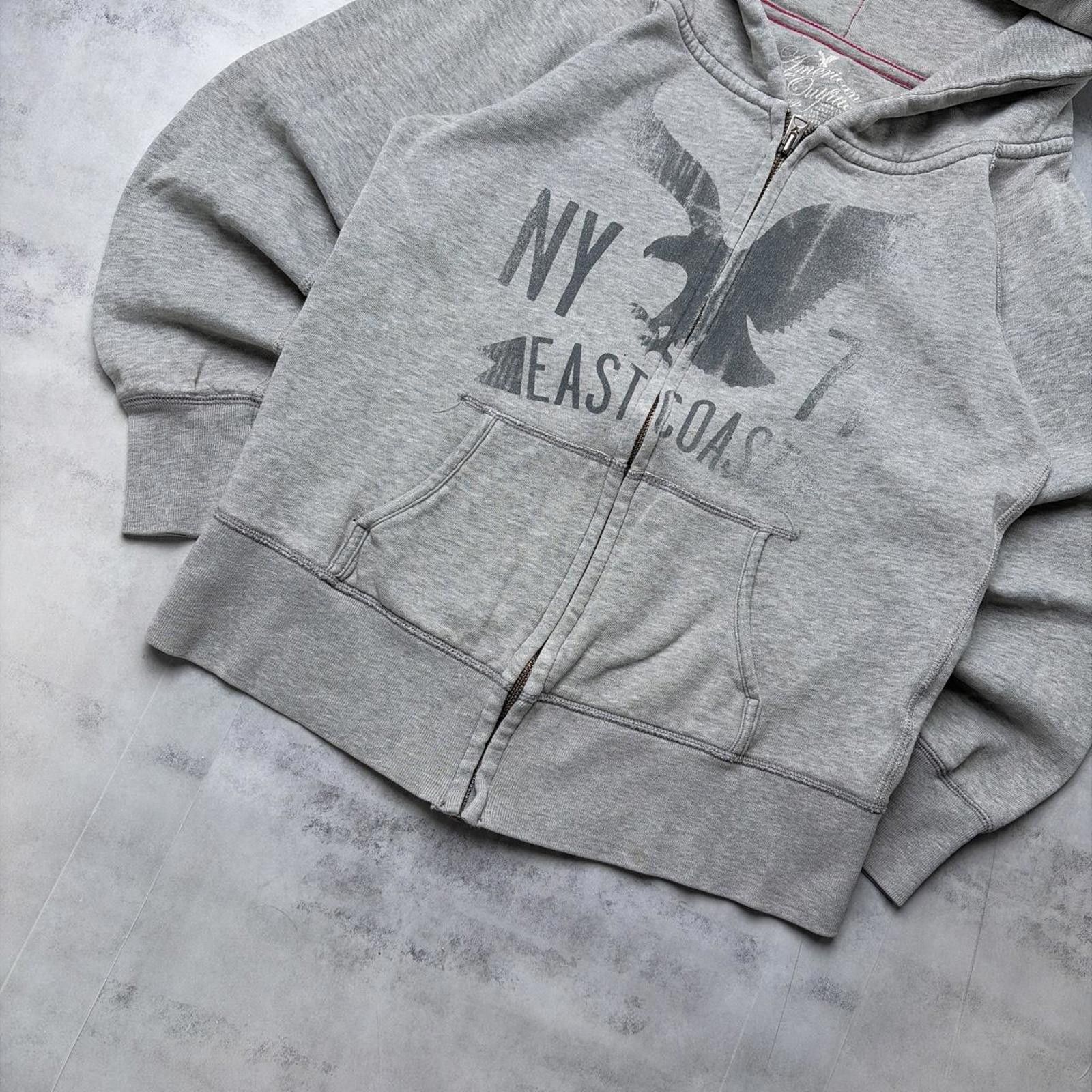 American Eagle Outfitters Y2K Grey American Eagle Grunge Skater Zip Up Hoodie Size S / US 4 / IT 40 - 4 Thumbnail