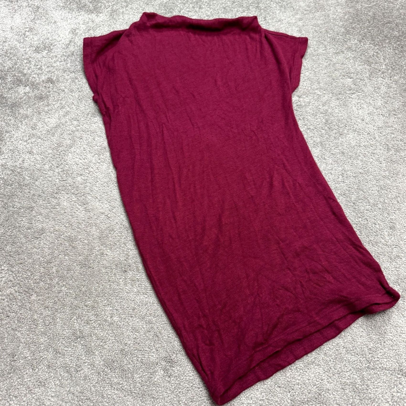 Vintage Piko 1988 Tunic Sweater Top Womens Medium Burgundy Red Short Sleeve Acrylic Knit Shirt Blouse Size M / US 6-8 / IT 42-44 - 2 Thumbnail