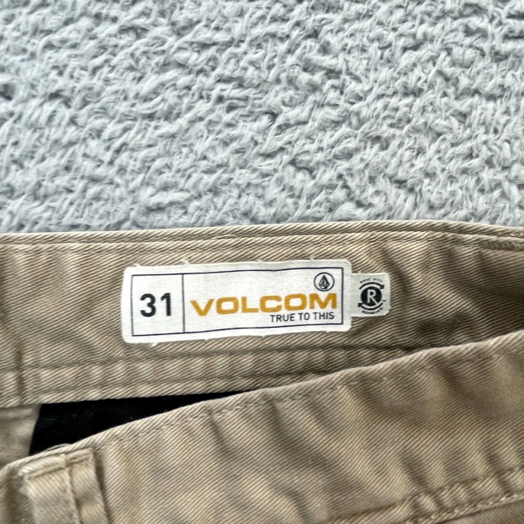 Volcom Volcom Pants Mens 31 Beige Chino Straight Leg Frickin Modern Fit Stretch Cotton Casual Workwear City Logo 90s? Size US 31 - 3 Thumbnail
