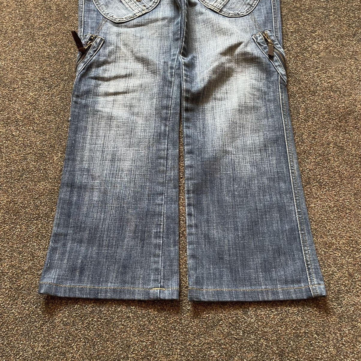 Vintage Y2K Baggy Flared Distressed Jeans Multi Pocket Skater Swag Size 32" / US 10 / IT 46 - 6 Thumbnail
