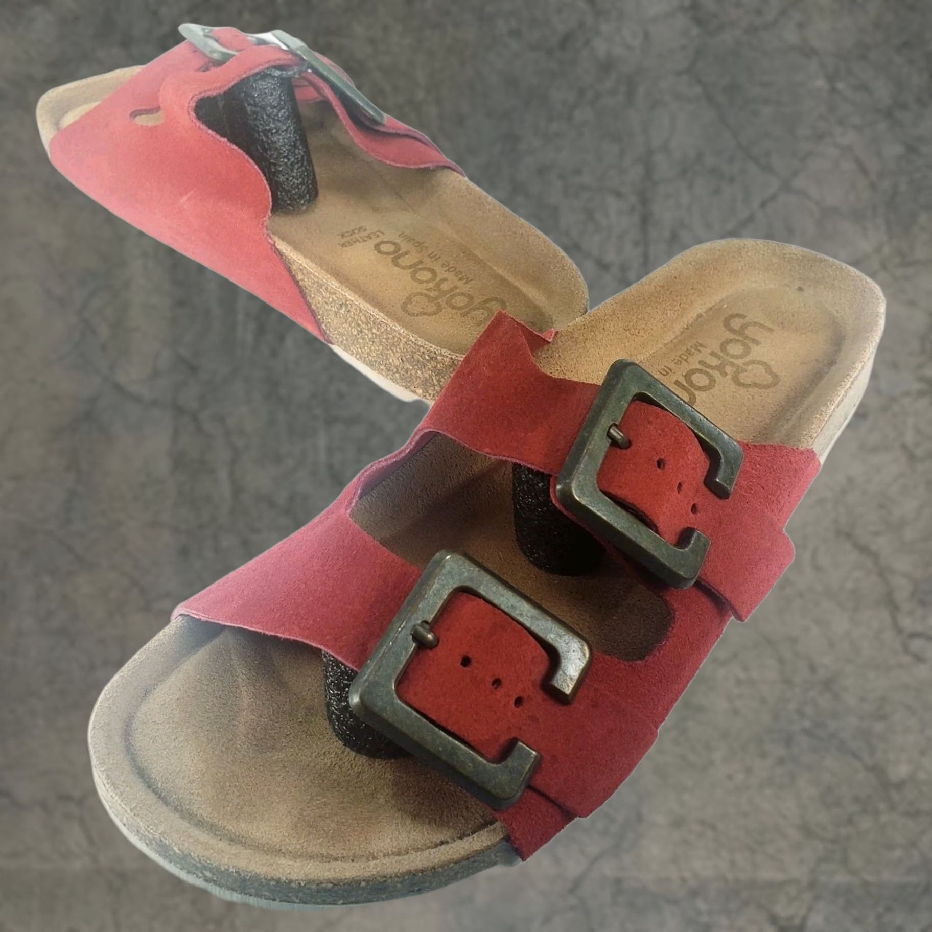 Vintage VINTAGE? No. Yokono Red Leather Women's Slide Sandals 7.5 Made in Spain Size US 8 / IT 38 - 1 Thumbnail