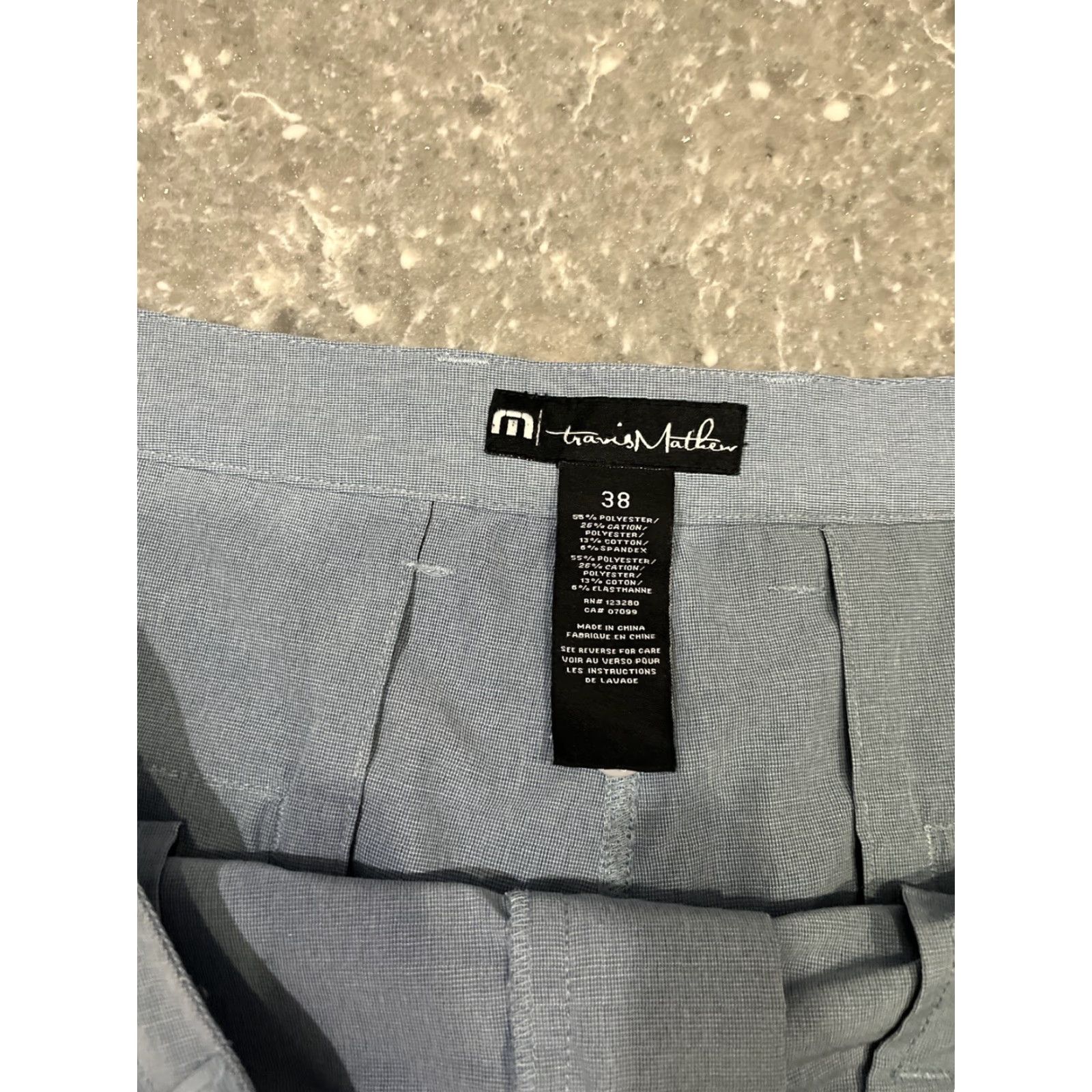 TravisMathew Travis Mathew Shorts Mens 38 Blue Golf Performance Stretch Outdoor Chino Casual Slant Pocket Regular Rise Mid-10-12Zipper Button Hem? Size US 38 / EU 54 - 4 Thumbnail