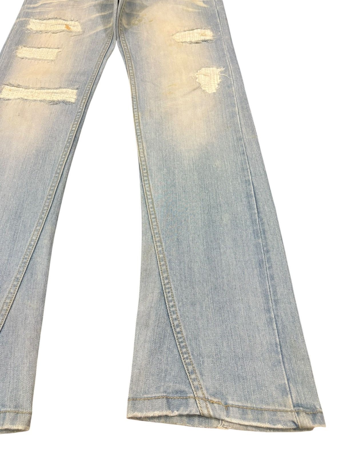 Japanese Brand Vintage Japanese Sashiko Distressed Spiral Leg Flare Jeans Size US 30 / EU 46 - 7 Thumbnail