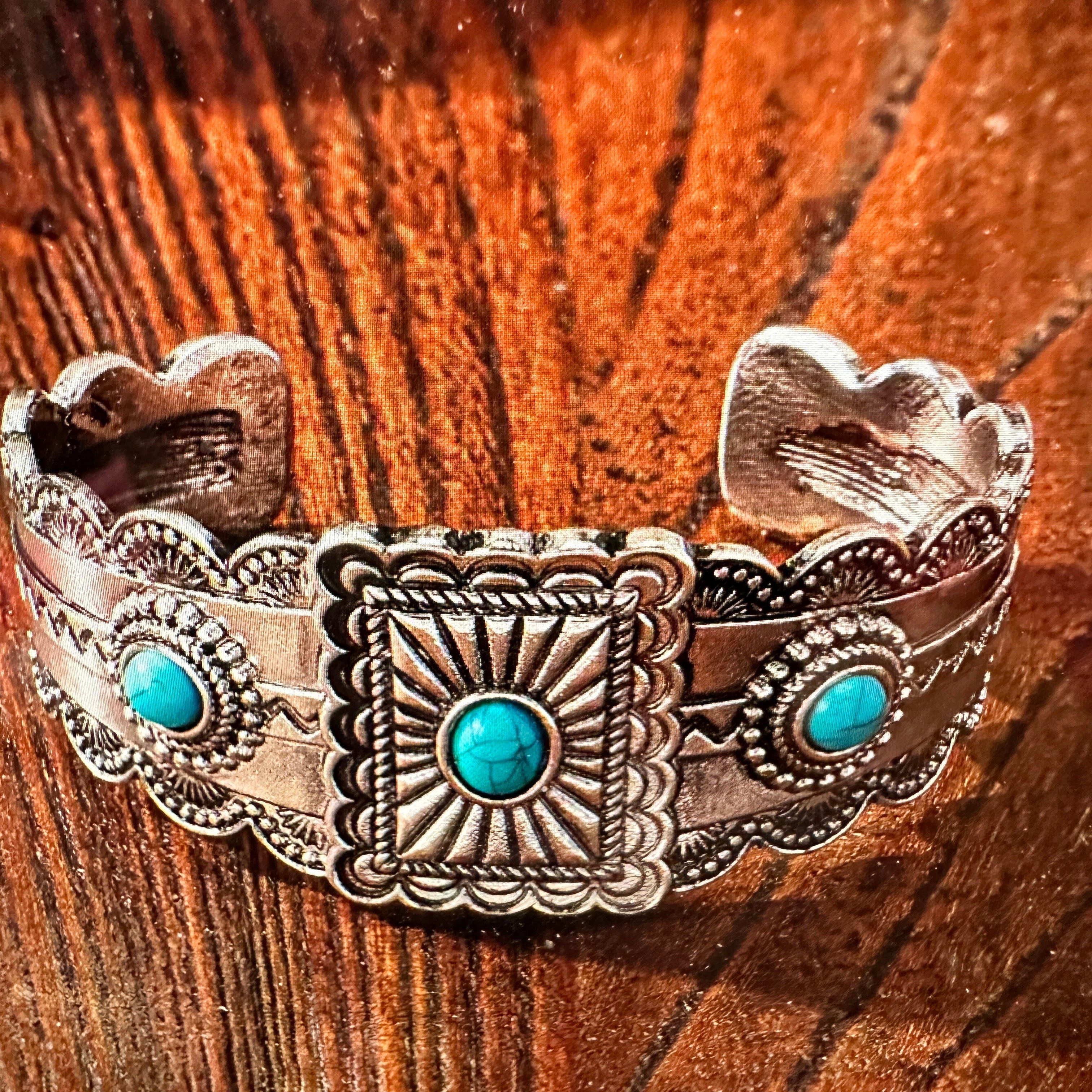 Other Boho Vintage SouthWestern Turquoise Concho Cuff Bracelet, Tu Size ONE SIZE - 6 Thumbnail