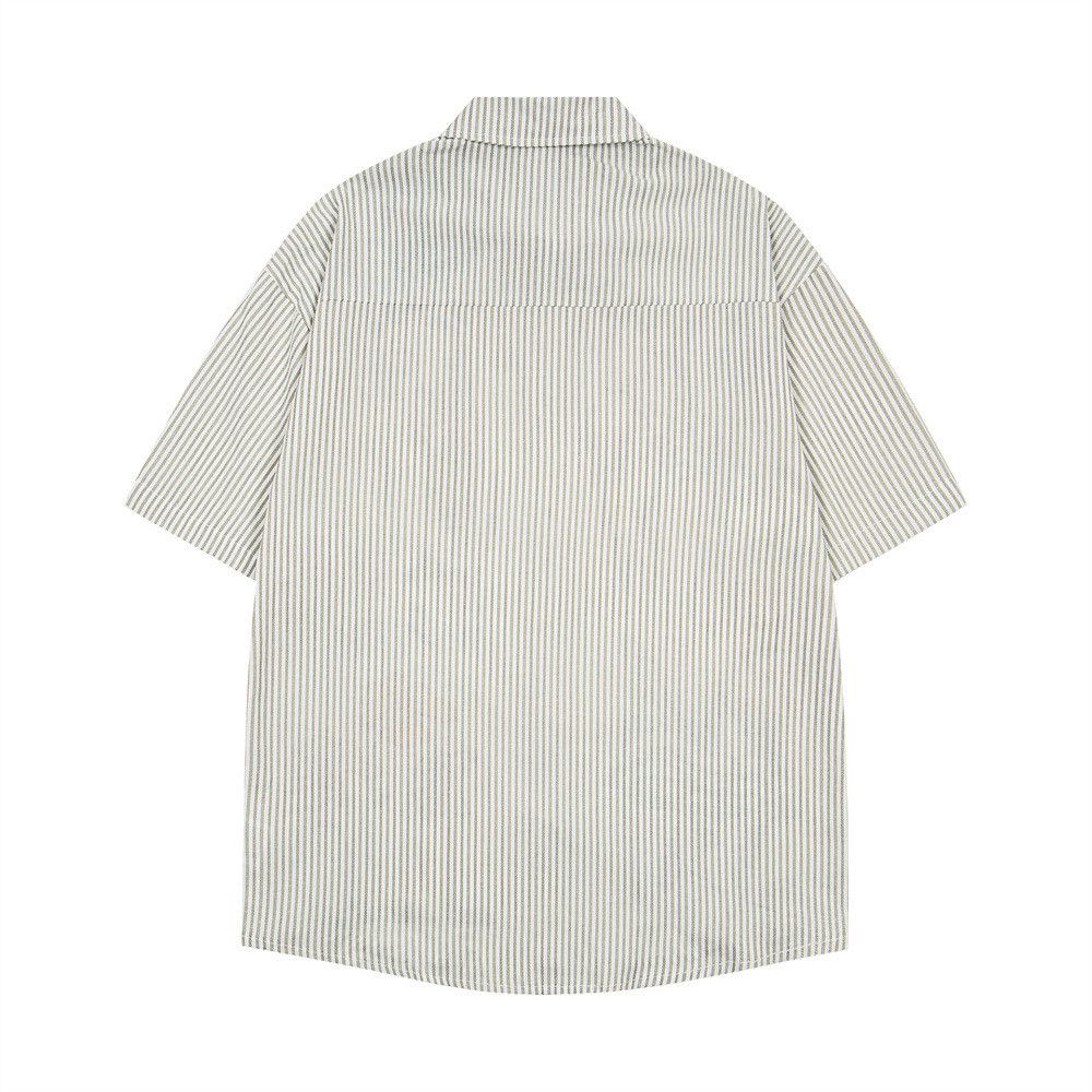 Japanese Brand Fun Cartoon Doodle Vertical Stripe Short-Sleeve Shirt Size US M / EU 48-50 / 2 - 2 Thumbnail
