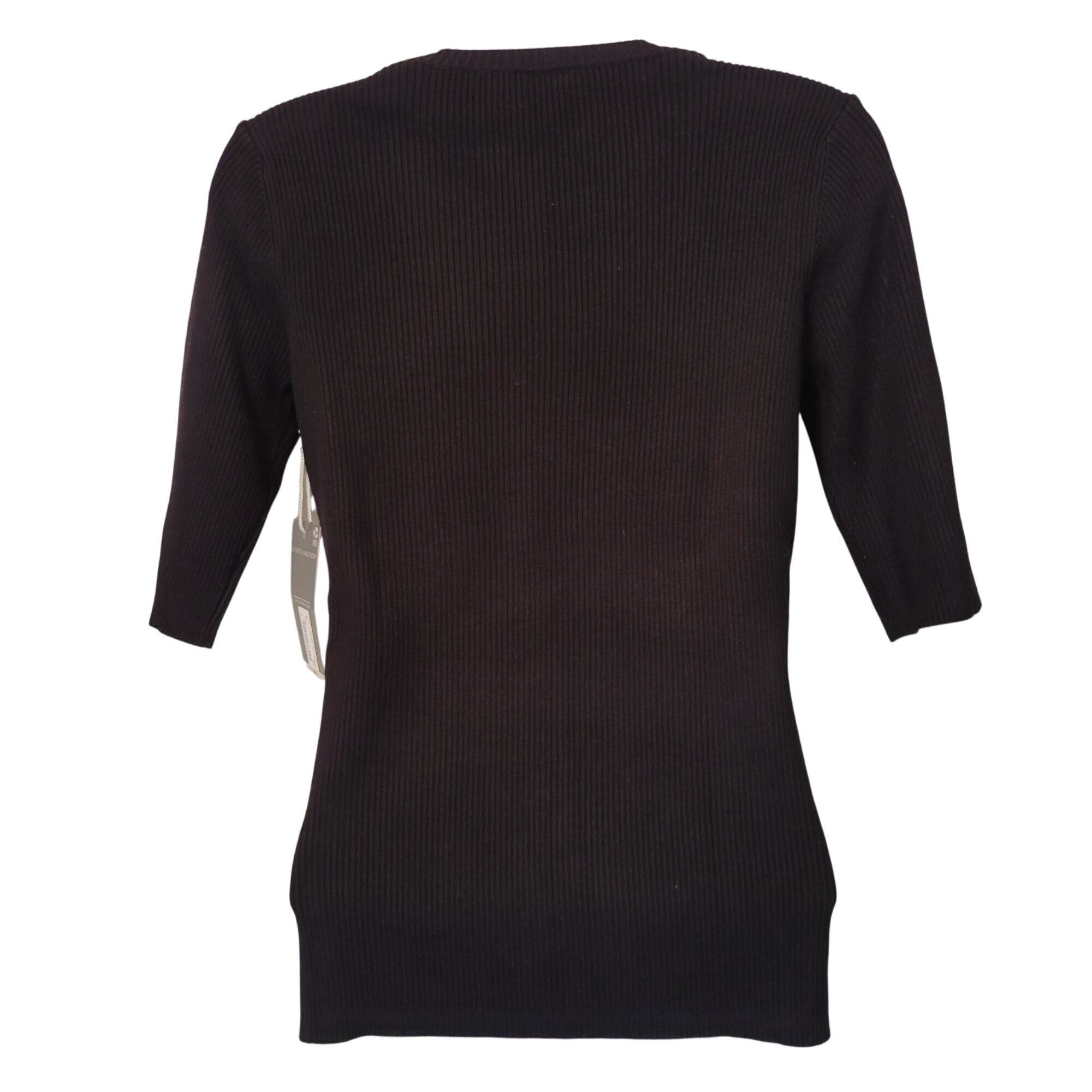 Worthington Worthington S Black Ribbed Knit Sweater Faux Leather Shoulde Size S / US 4 / IT 40 - 5 Thumbnail