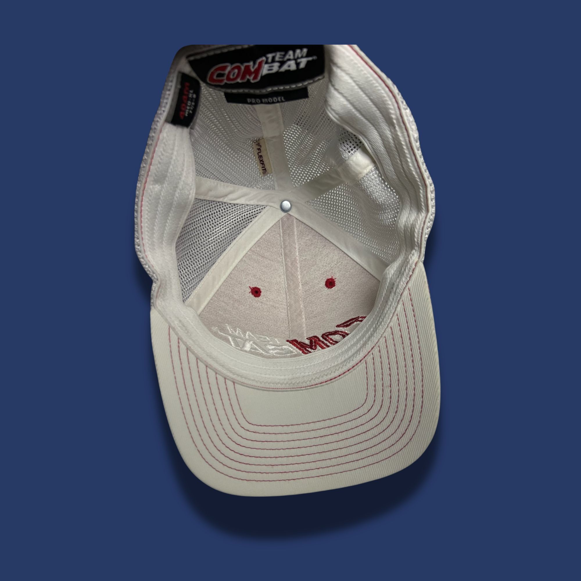 Other Team Combat Trucker Hat Red & White Mesh Pro Model Adjustabl Size ONE SIZE - 4 Thumbnail