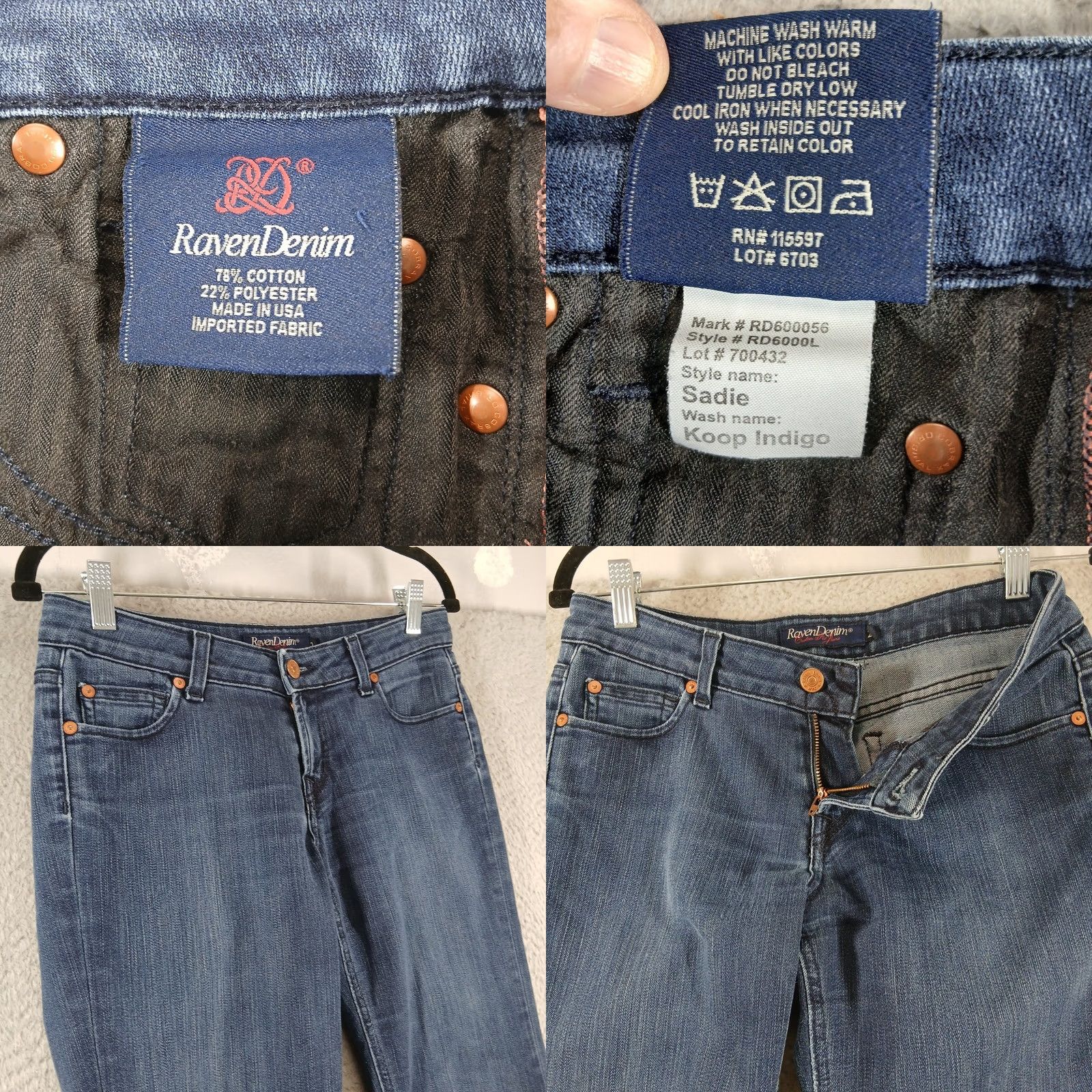 Denime VINTAGE Raven Denim Sadie Bootcut Jeans Koop Indigo Dark Wash 28 Womens Bootscut Jeans 5-Pocket Denim Blue Modern Classic Fit Y2K Style Size 28" / US 6 / IT 42 - 8 Thumbnail