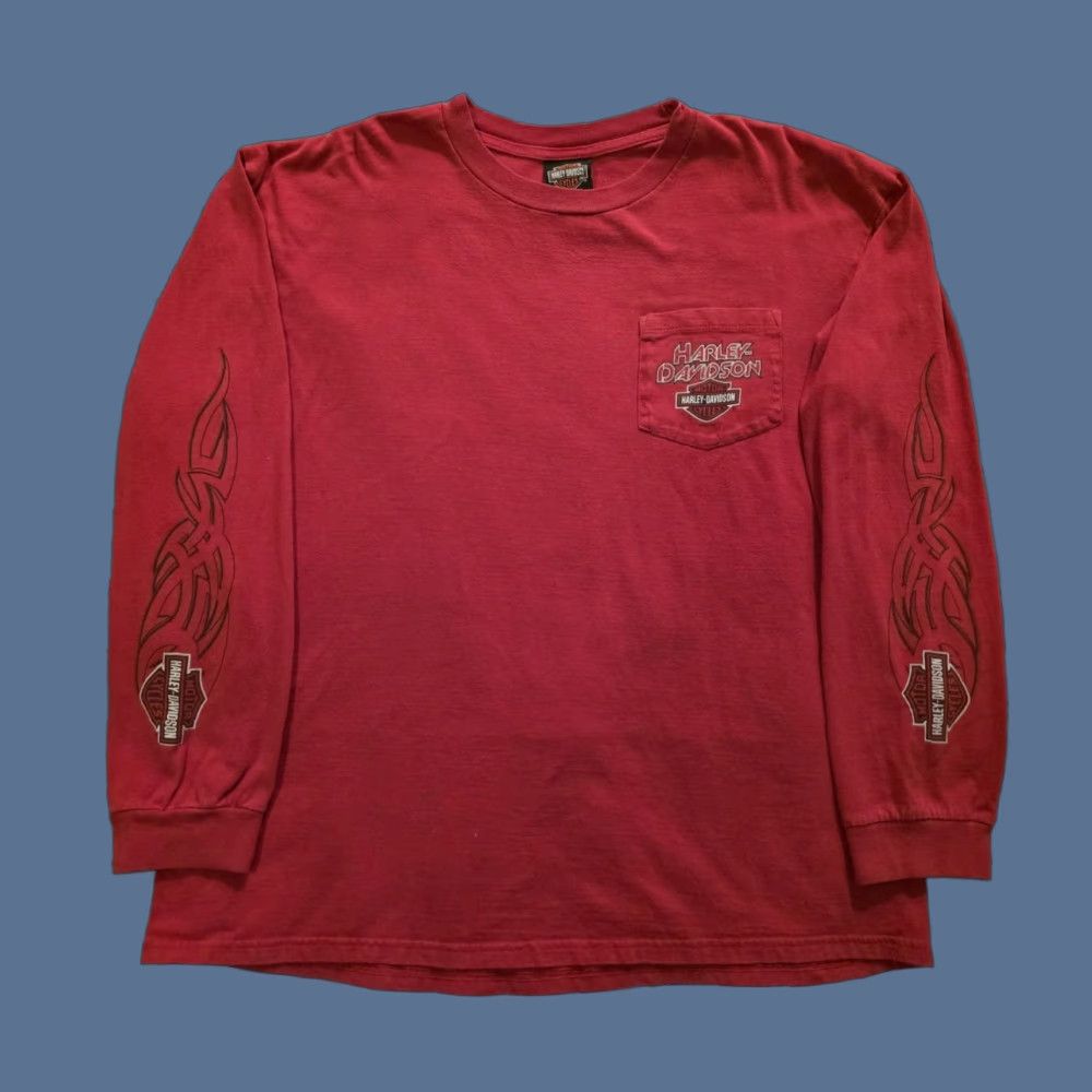 Harley Davidson VINTAGE Harley-Davidson Las Vegas Long Sleeve T-Shirt Tribal Print Sleeves Red Adult XL Size US XL / EU 56 / 4 - 1 Thumbnail