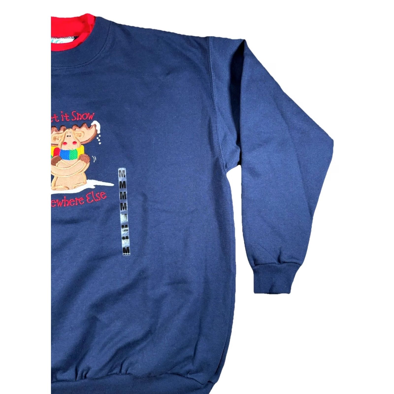 Vintage VINTAGE MC Energy Navy Blue Let It Snow Pullover Sweatshirt Womens Size Medium Size M / US 6-8 / IT 42-44 - 4 Thumbnail