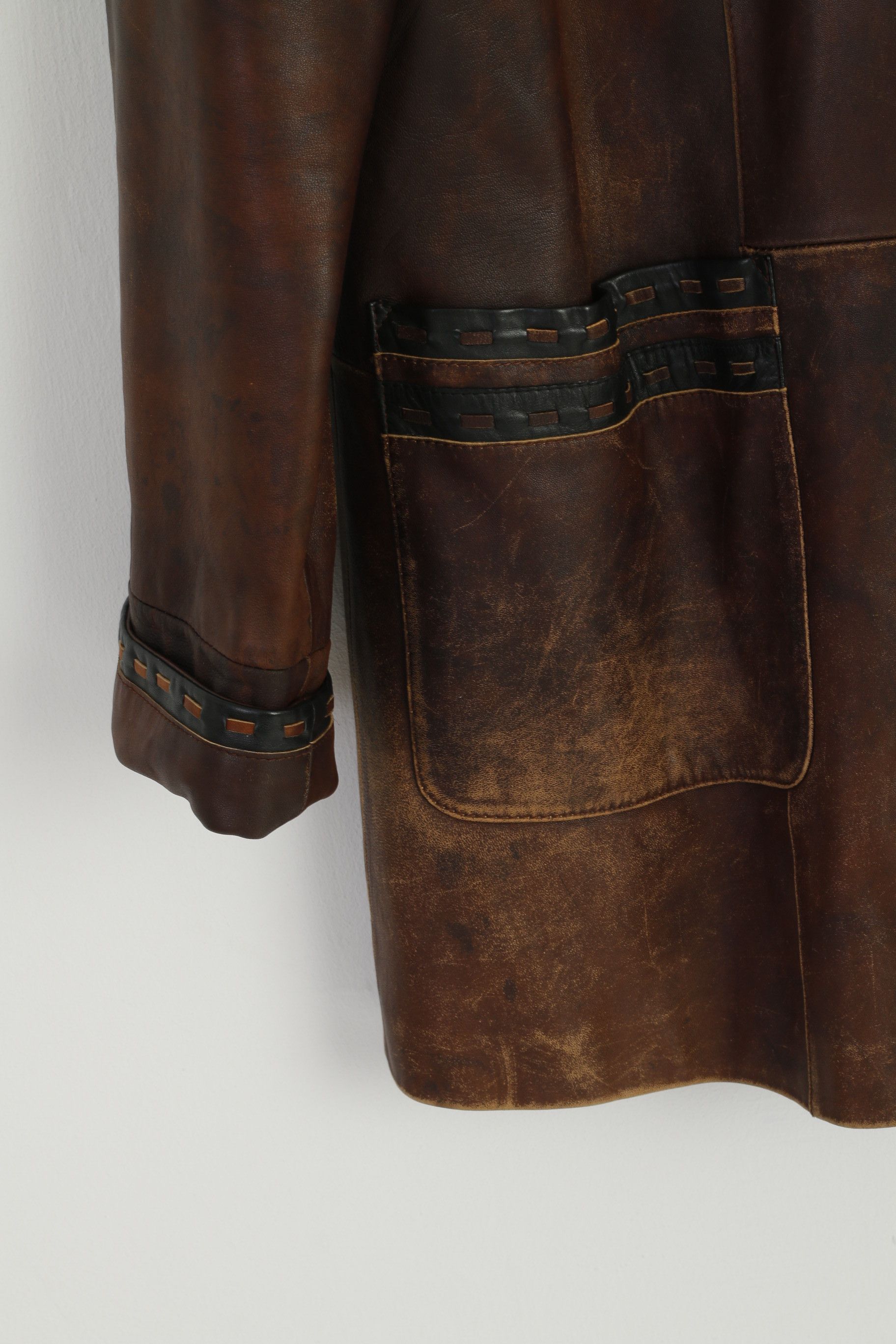 Vintage Yergen Women XXL (L) Leather Jacket Brown 7692 Size XXL / US 16-18 / IT 52-54 - 3 Thumbnail