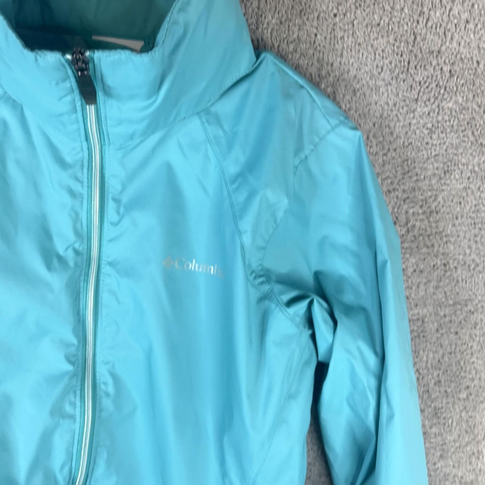 Vintage Columbia Jacket Womens Medium Blue Hooded Full Zip Lightweight Windbreaker Shell Size M / US 6-8 / IT 42-44 - 4 Thumbnail