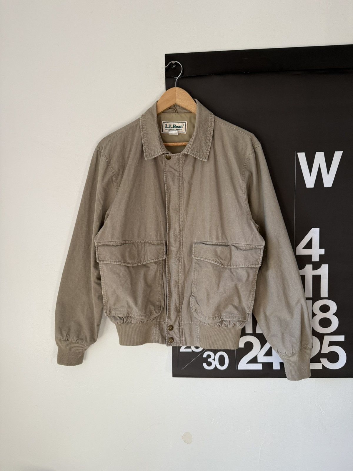 L.L. Bean × Vintage 80s Vintage Field Bomber Jacket Sage Khaki Cotton/Nylon USA Size US M / EU 48-50 / 2 - 1 Thumbnail