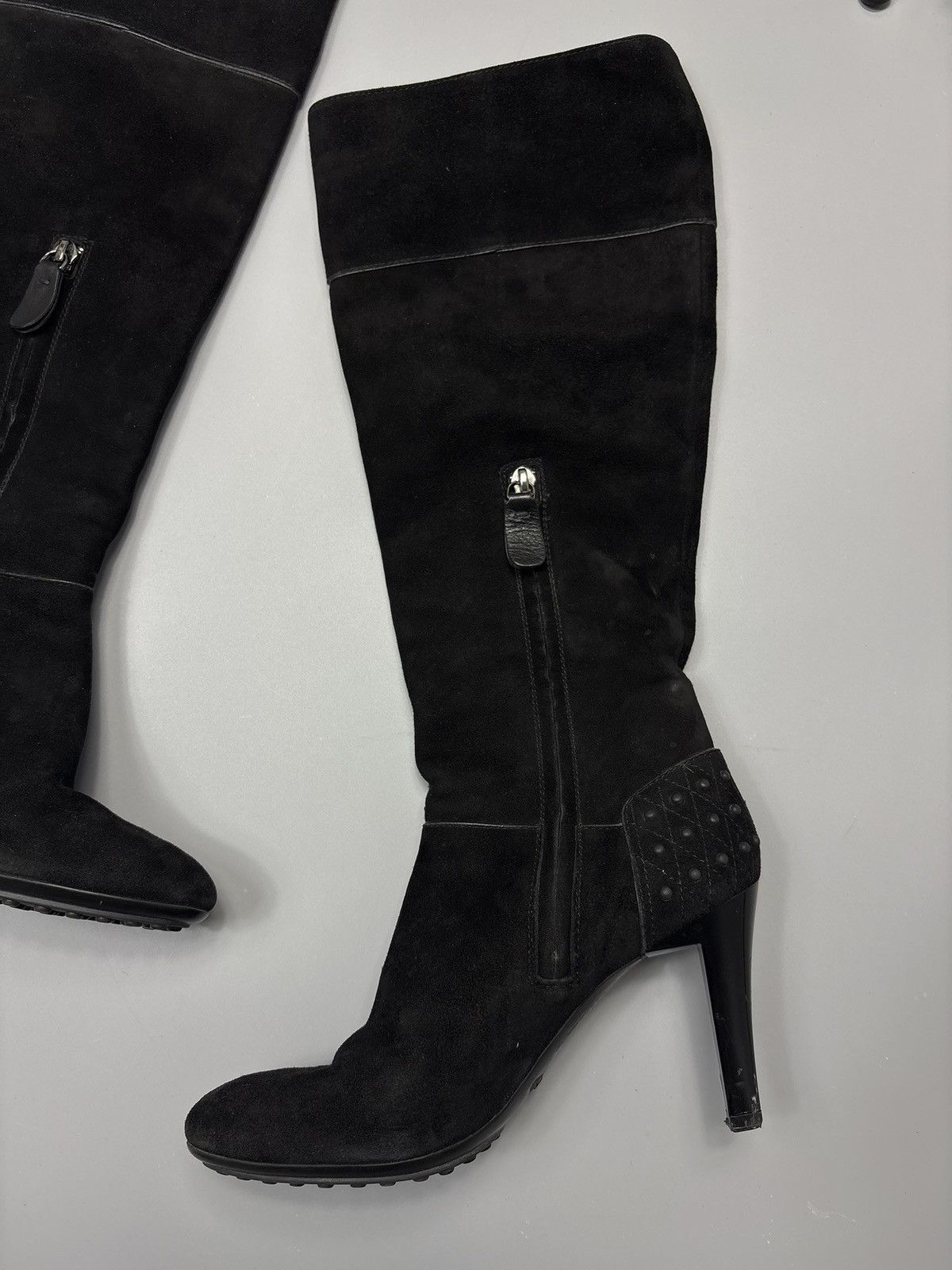 Tod's TOD'S black suede Knee High Luxury Boots Shoes Size US 6.5 / IT 36.5 - 11 Thumbnail