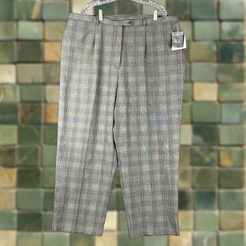 Vintage VINTAGE? No — Actually: Sage Harbor Dress Pants Gray Plaid Women Adult 24 Regular Gray Plaid Dress Pants Women 24 Size 42" / US 20 - 1 Thumbnail