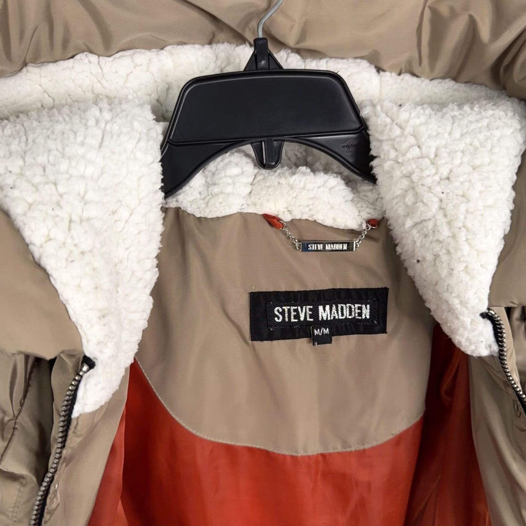 Steve Madden Steve Madden Coat Womens Medium Beige Puffer Hooded Sherpa Lined Zip Pockets Jacket Coat Size M / US 6-8 / IT 42-44 - 7 Thumbnail