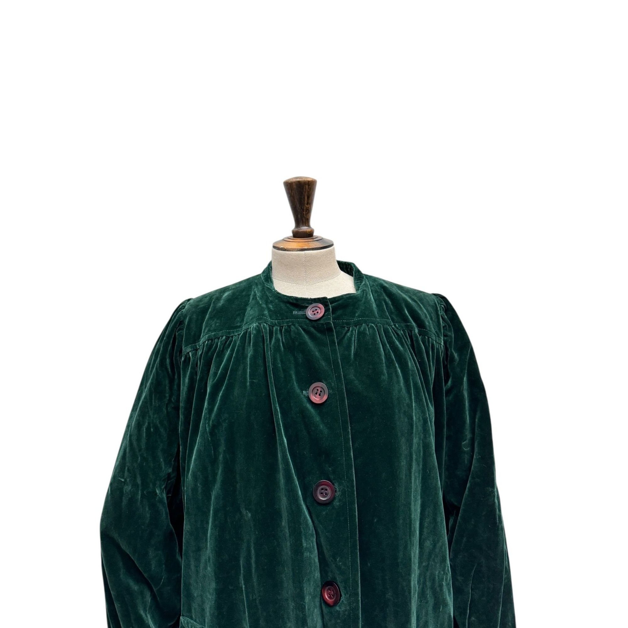 Yves Saint Laurent Vintage Green Velvet Coat Size L / US 10 / IT 46 - 2 Thumbnail