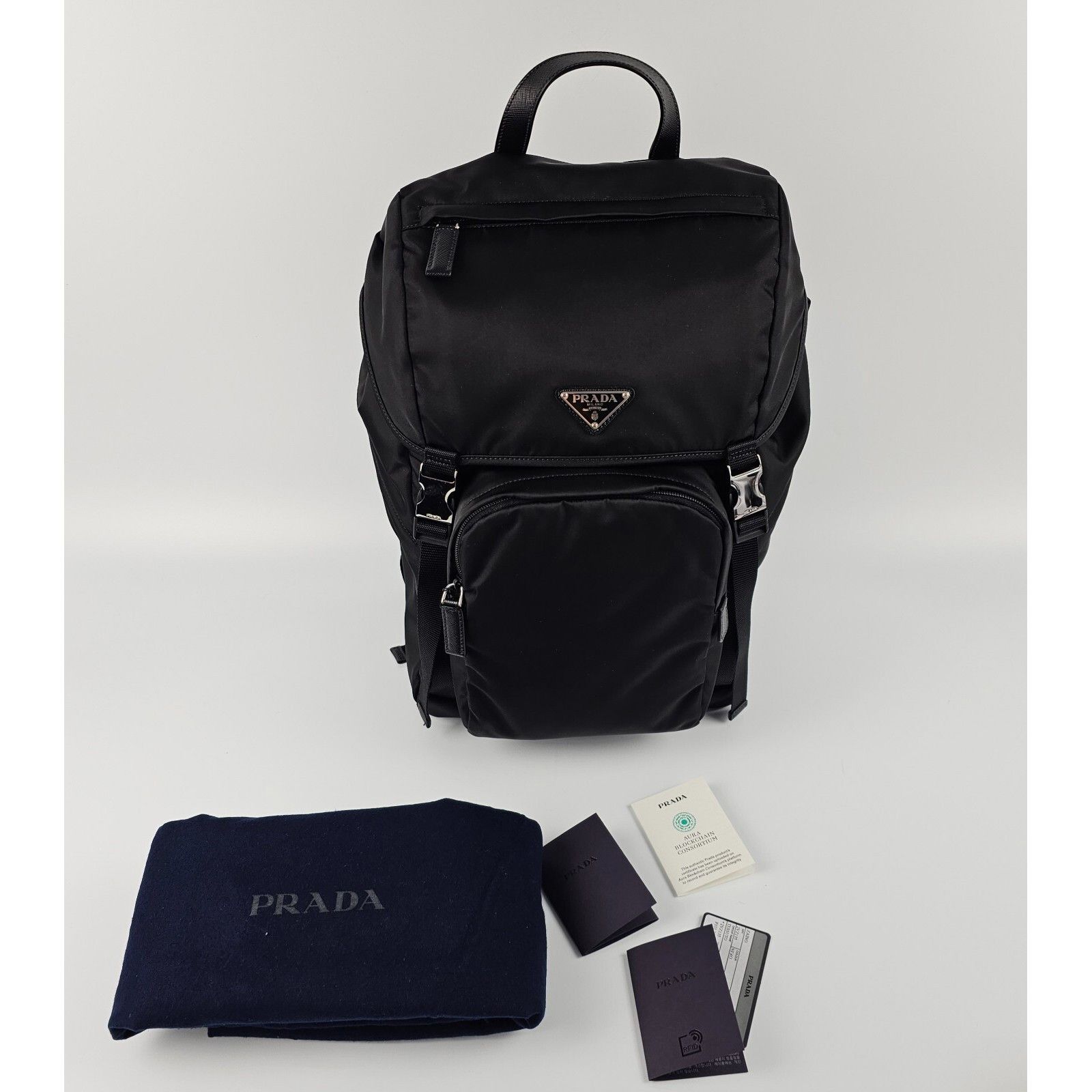 Prada PRADA $2500 Black Re-Nylon And Saffiano Leather Backpack New Size ONE SIZE - 2 Thumbnail