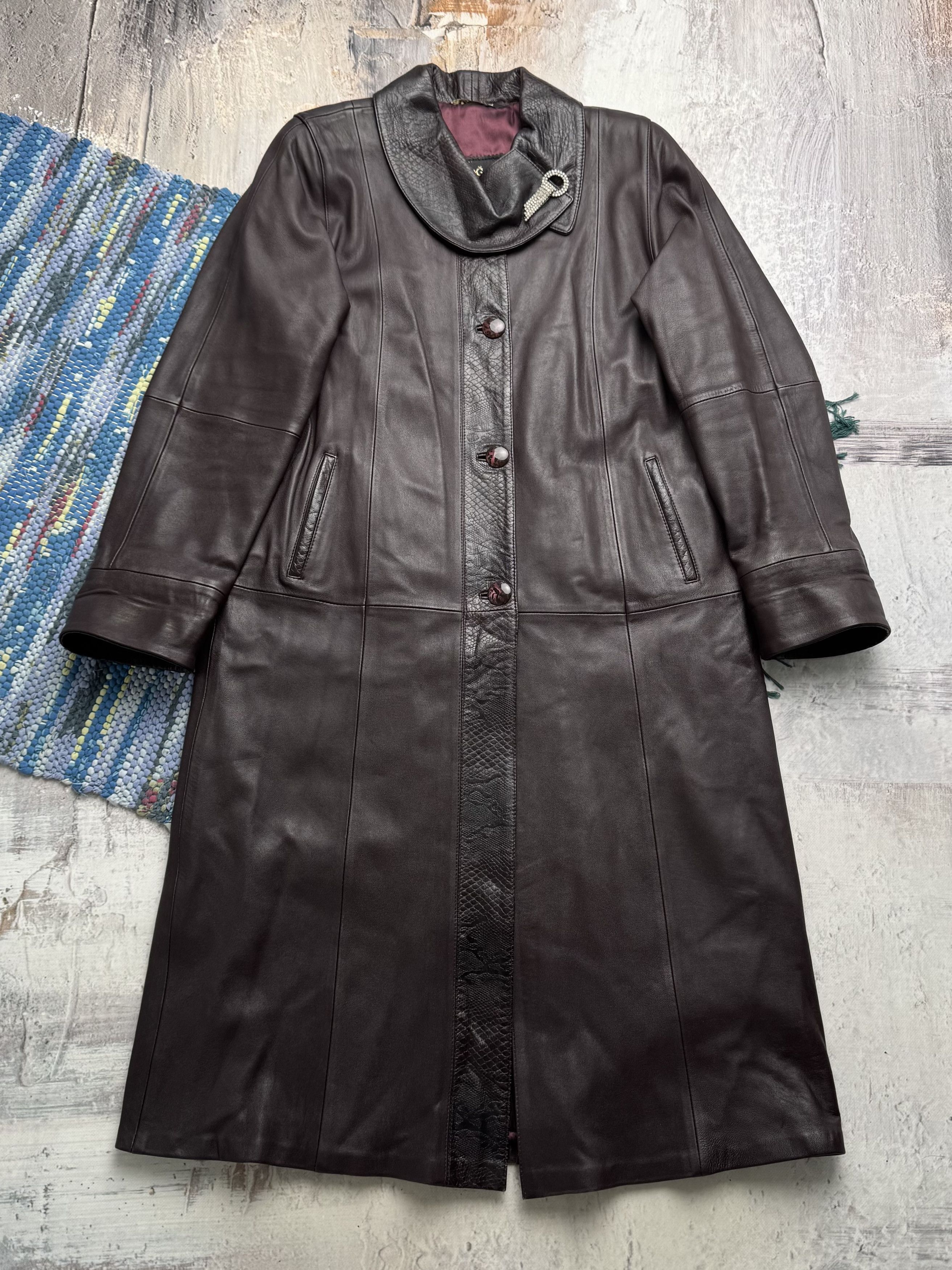Vintage Long Leather Coat A8(V1)D15