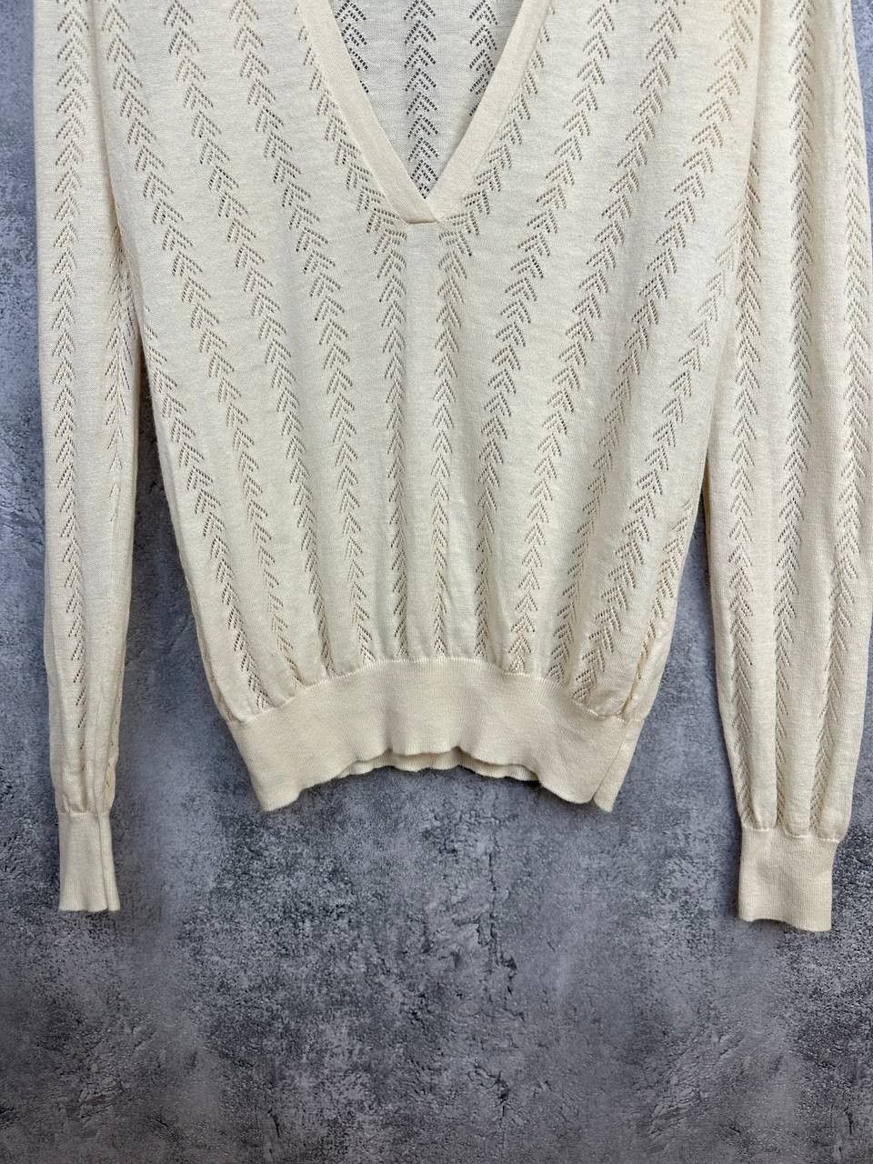 Sandro Sandro Paris Linen Pointelle Knit Sweater Shirt Collar Size S / US 4 / IT 40 - 7 Thumbnail