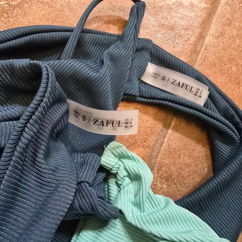 Designer Teal Colorblock Zaful Bikini Set Size ONE SIZE - 4 Thumbnail