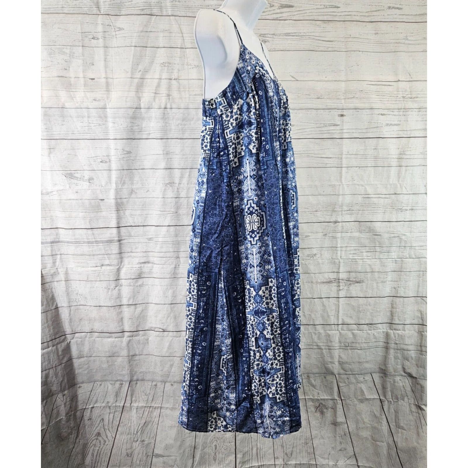 Lucky Brand Lucky Brand Dress Women Sundress Sleeveless Spaghetti Strap Viscose Small Blue White Knee Length Size S / US 4 / IT 40 - 3 Thumbnail