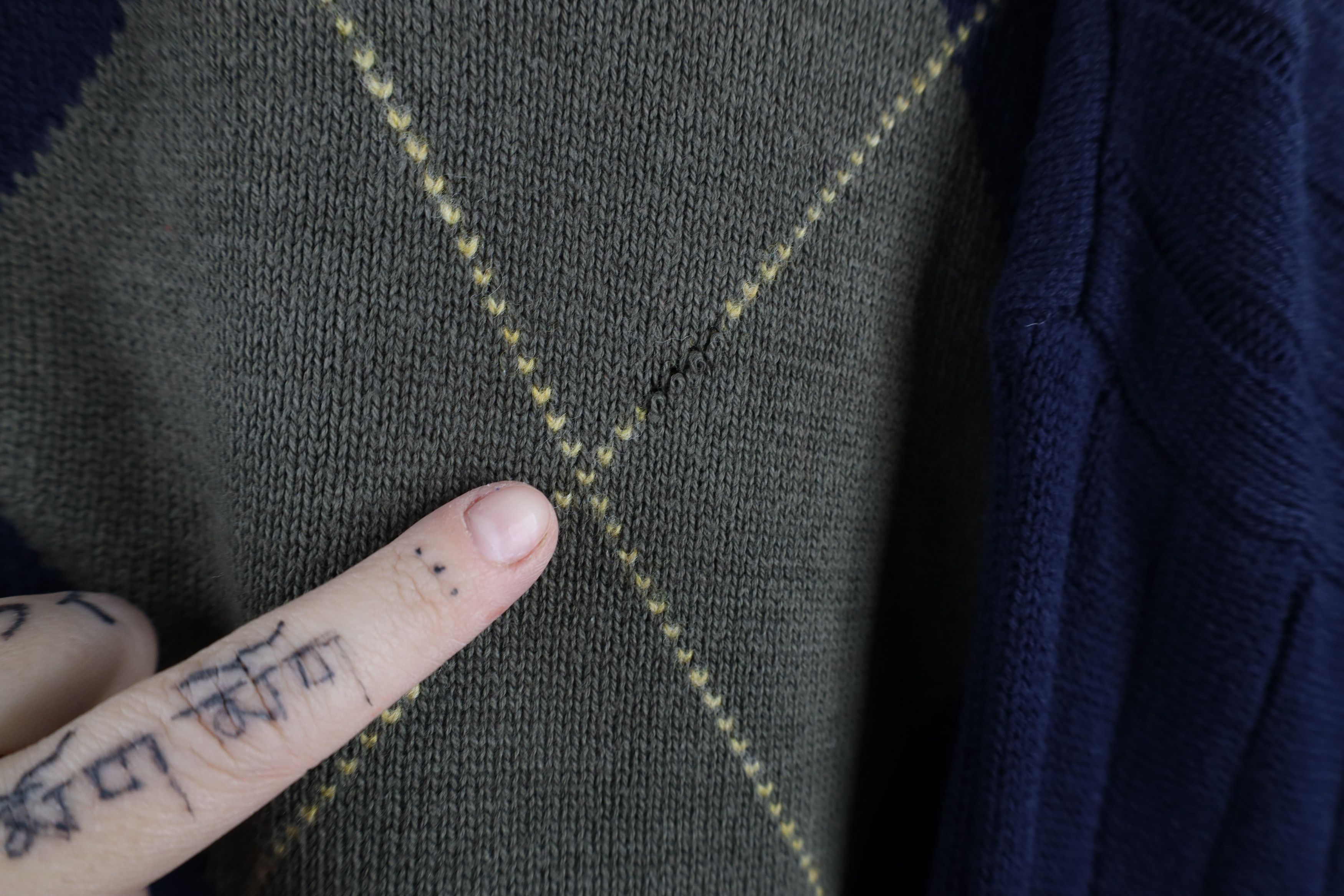 Nautica Vintage 90s Nautica Diamond Knit Henley Sweater Cotton Size US XL / EU 56 / 4 - 4 Thumbnail
