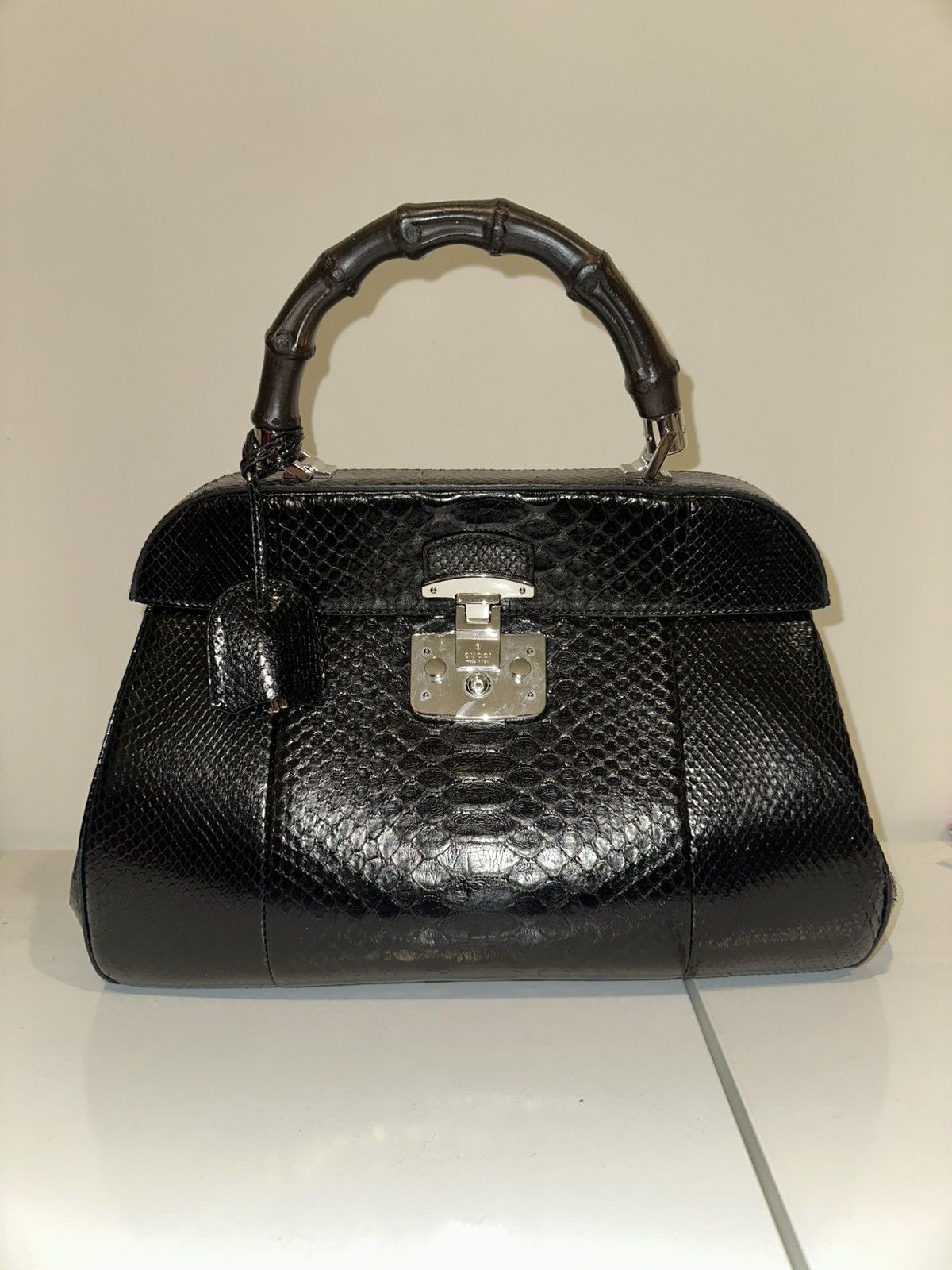 Gucci × Vintage Gucci Black Python Lady Lock Large handle bag Size ONE SIZE - 1 Thumbnail