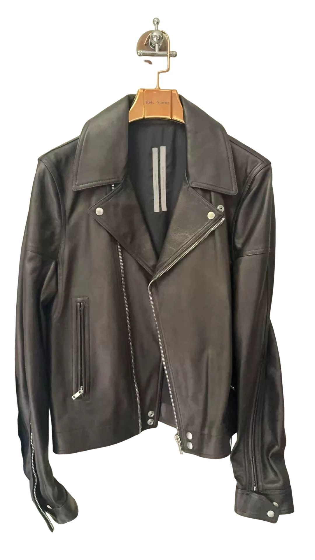 Rick Owens Rick Owens - Geo High Neck Leather Biker Jacket w
