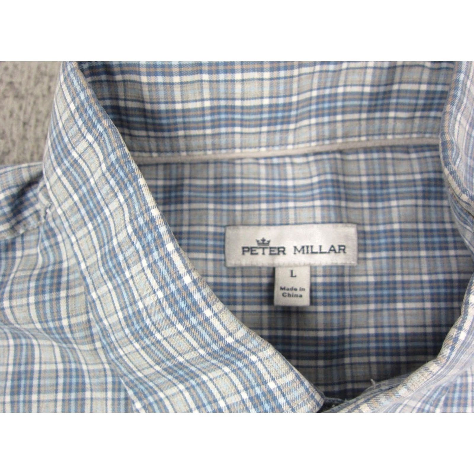 Peter Millar Peter Millar Shirt Men Large Blue Check Cotton Button-Down Shirt Size US L / EU 52-54 / 3 - 3 Thumbnail