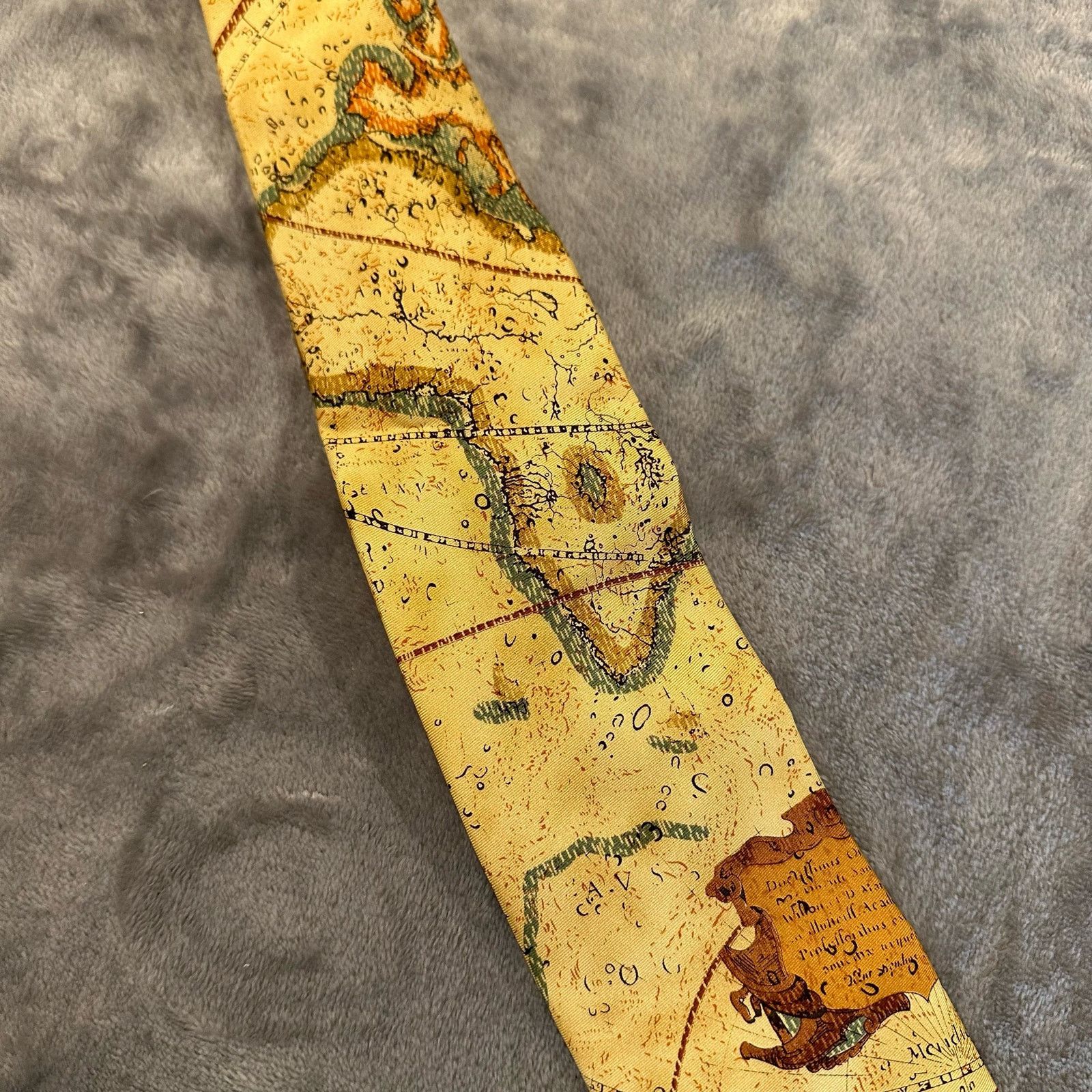 Other Old World Exploration Silk Necktie Tie Yellow Map Vintage Size ONE SIZE - 4 Thumbnail
