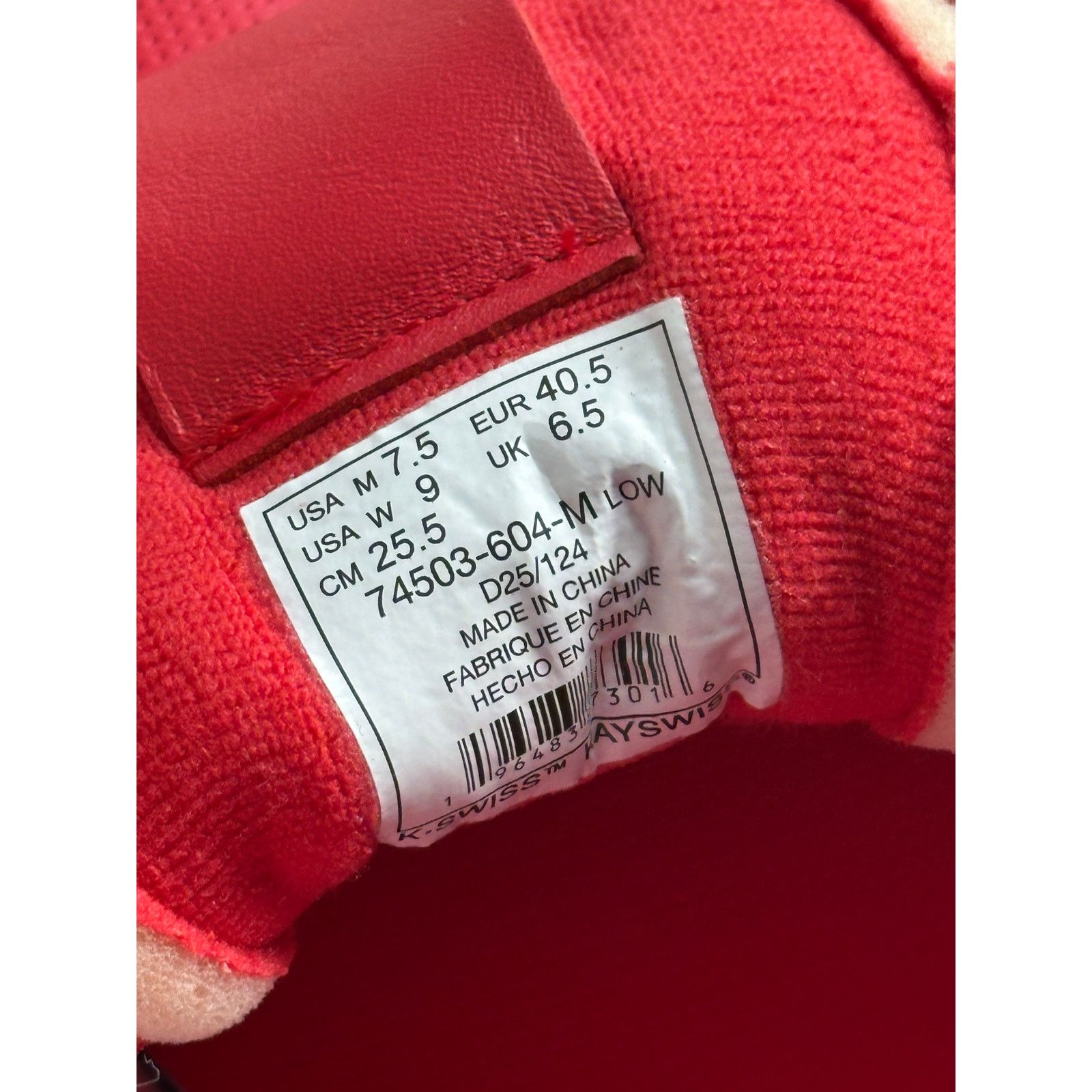 K-Swiss K-Swiss x Anwar Carrots Slamm Klub Red Sneaker - Size 7.5M Size US 7.5 / EU 40-41 - 8 Thumbnail