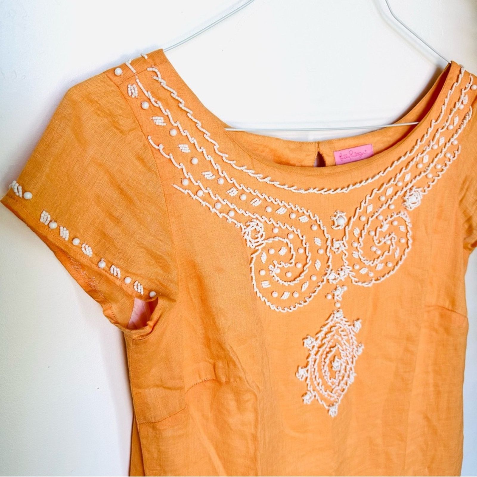 Lilly Pulitzer LILLY PULITZER Orange Peach White Tunic Shift Mini Dress Size S / US 4 / IT 40 - 8 Thumbnail