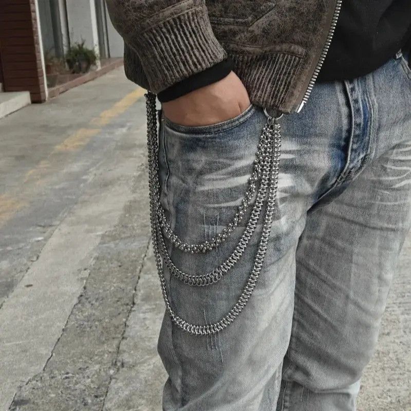Jewelry Cuban Style Stainless Steel Pants Chain Size ONE SIZE - 7 Thumbnail