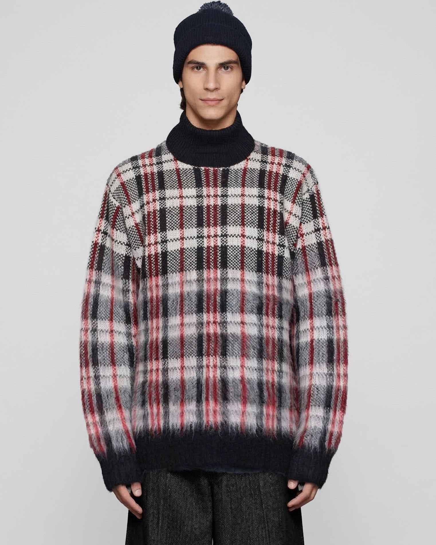 Helmut Lang Chunky Plaid Turtleneck Sweater Size US M / EU 48-50 / 2 - 1 Thumbnail