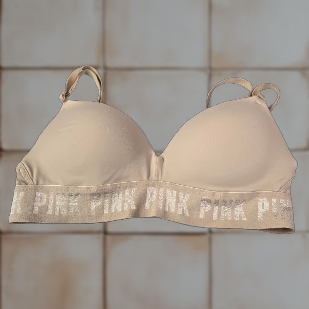 Victorias Secret Victoria Secret Pink Womens Bra 32B Beige Wireless Push Up Convertible