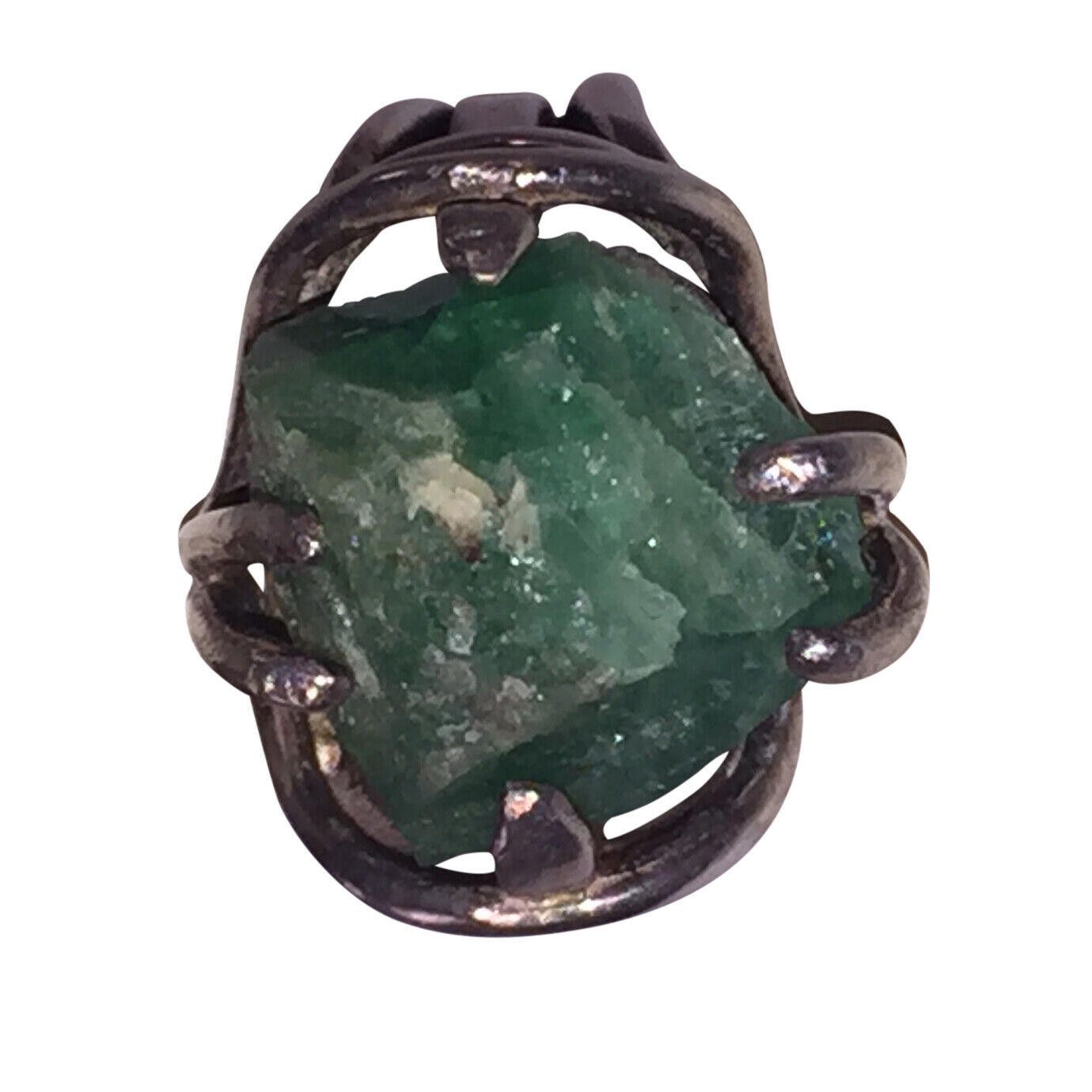 Handmade Hand Made Sterling Emerald Nugget Ring Size ONE SIZE - 1 Thumbnail