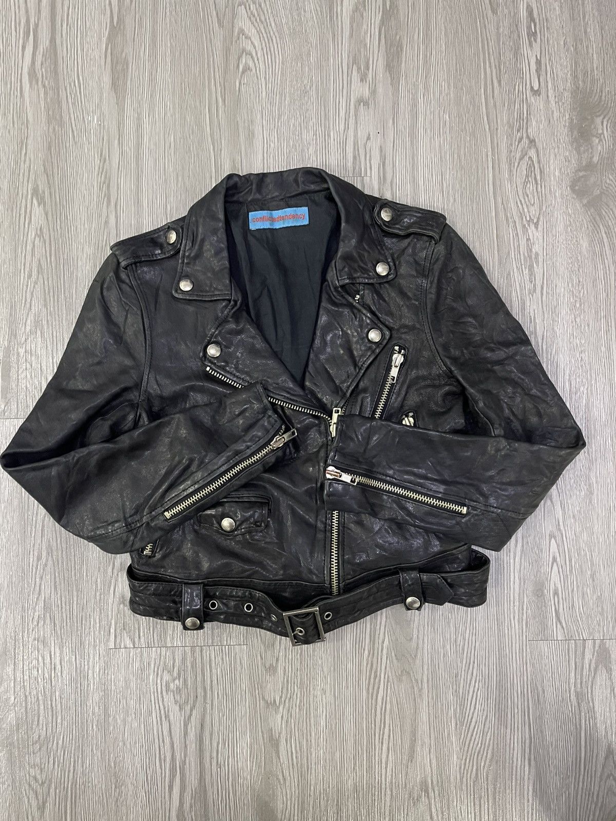Genuine Leather Conflictedtendency sheep skin cropped biker jacket Size S / US 4 / IT 40 - 7 Thumbnail