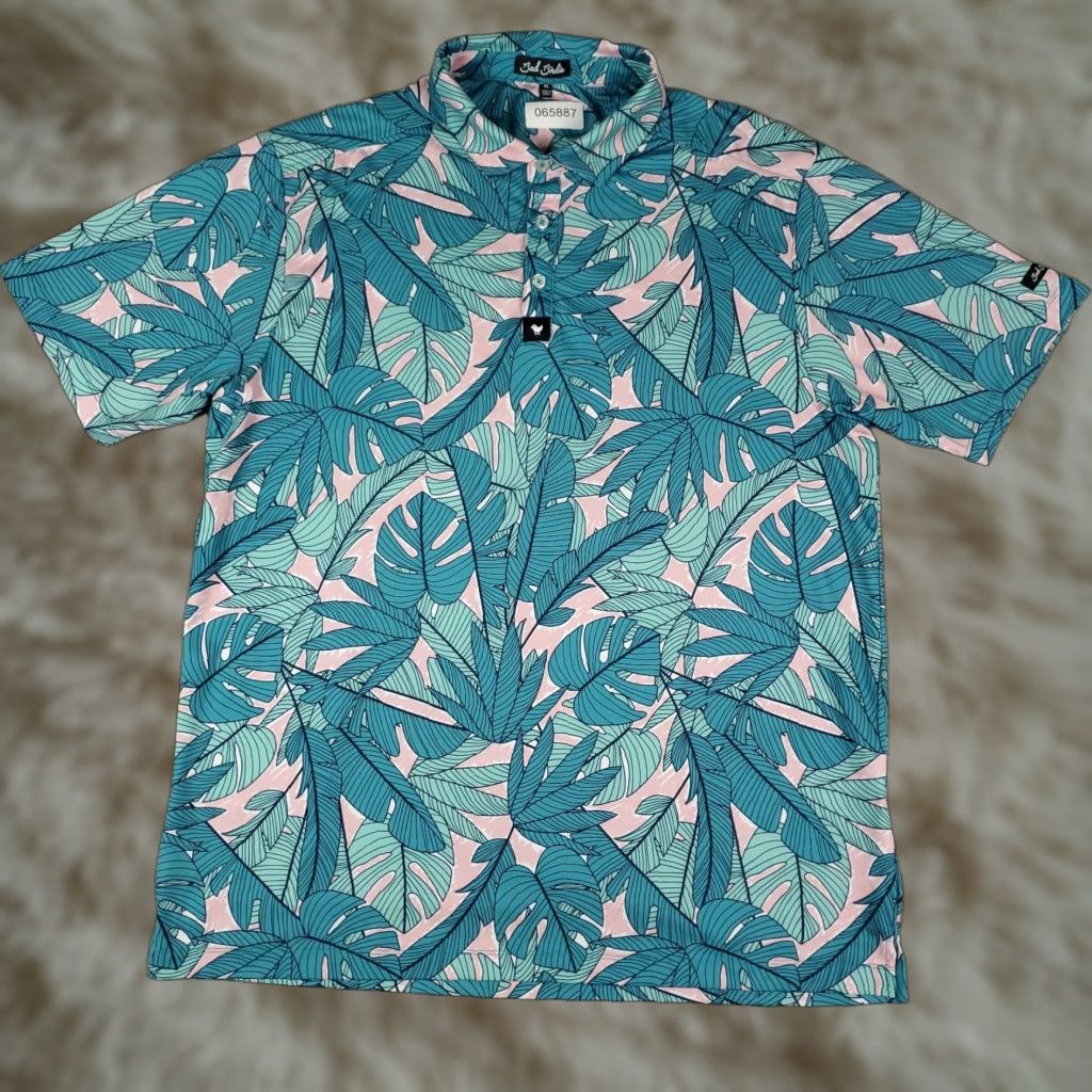Vintage Bad Birdie Polo Shirt Mens XL Blue Floral Golf Short Sleeve Shirt Size US XL / EU 56 / 4 - 1 Thumbnail
