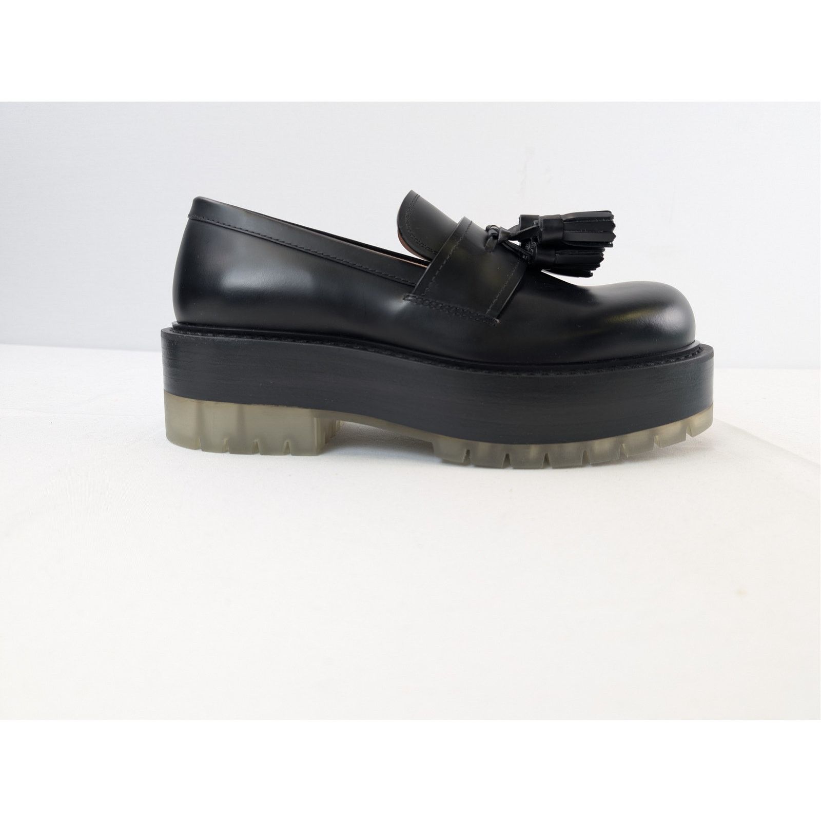 Bottega Veneta o1rshd1 Stilt Tasselled Platform Leather Loafers Boots Black Size US 6.5 / EU 39-40 - 4 Thumbnail