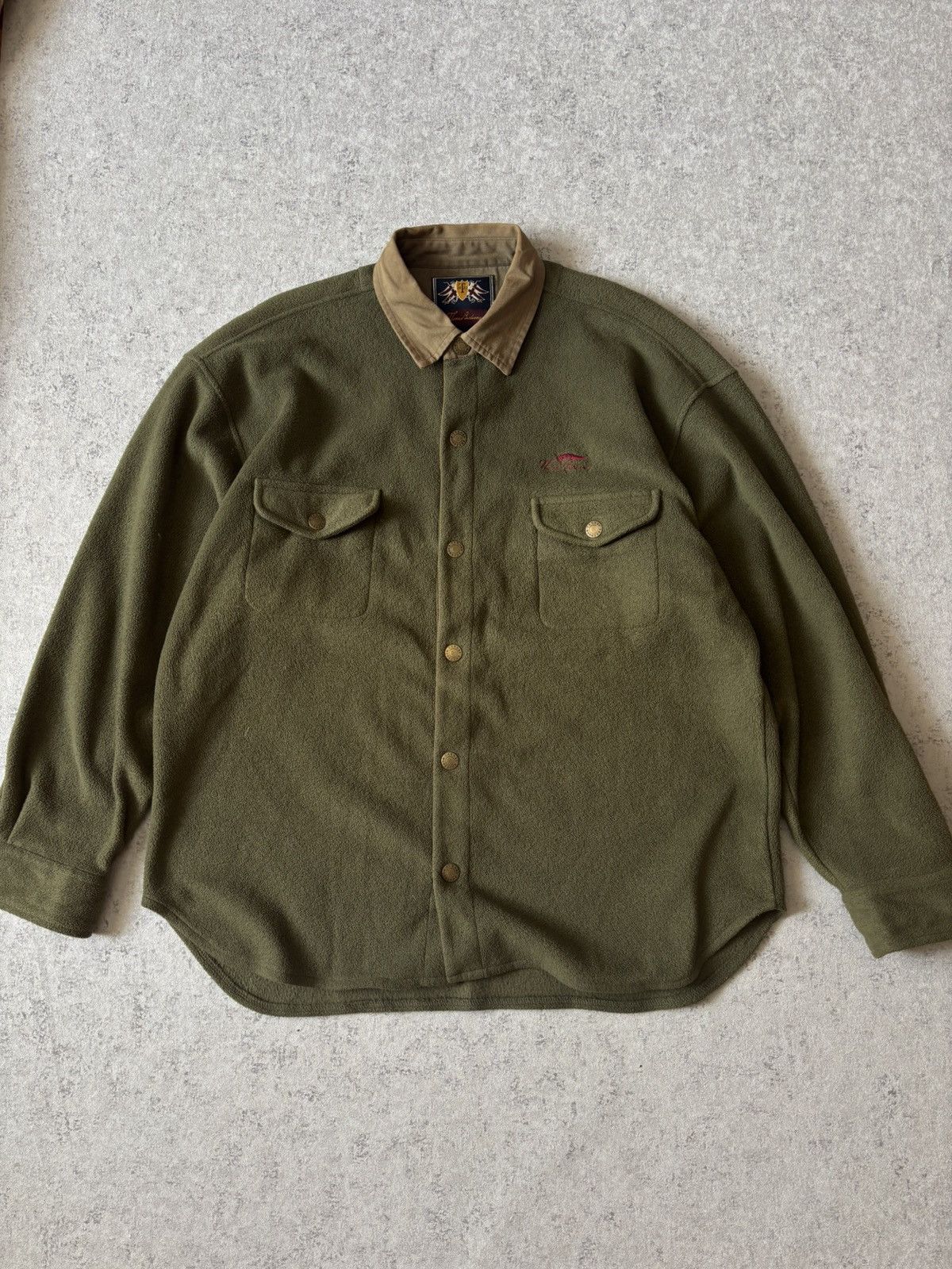 Burberry × Designer × Vintage VINTAGE THOMAS BURBERRY KHAKI FLEECE OVERSHIRT Size US L / EU 52-54 / 3 - 1 Thumbnail