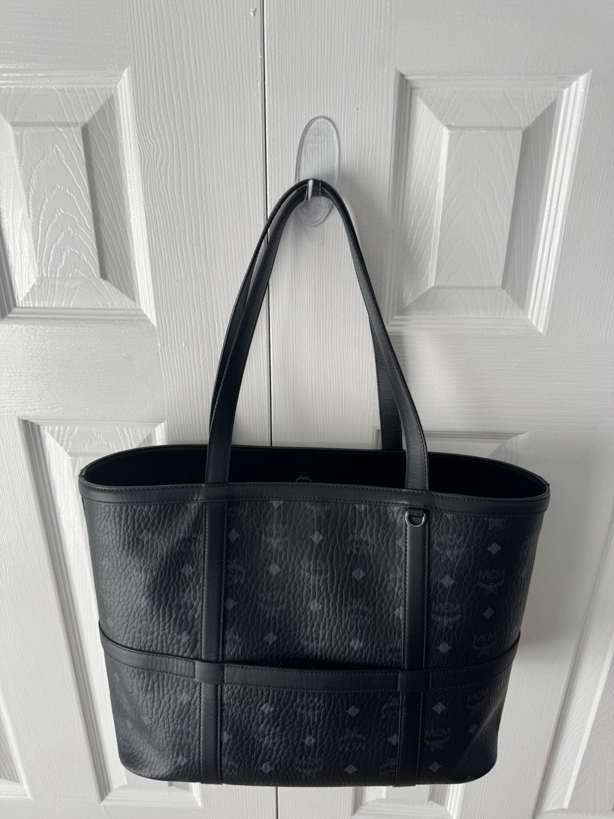 MCM MCM Black & Gray Monogram Logo Tote Bag (aren tote visetos) Size ONE SIZE - 8 Thumbnail
