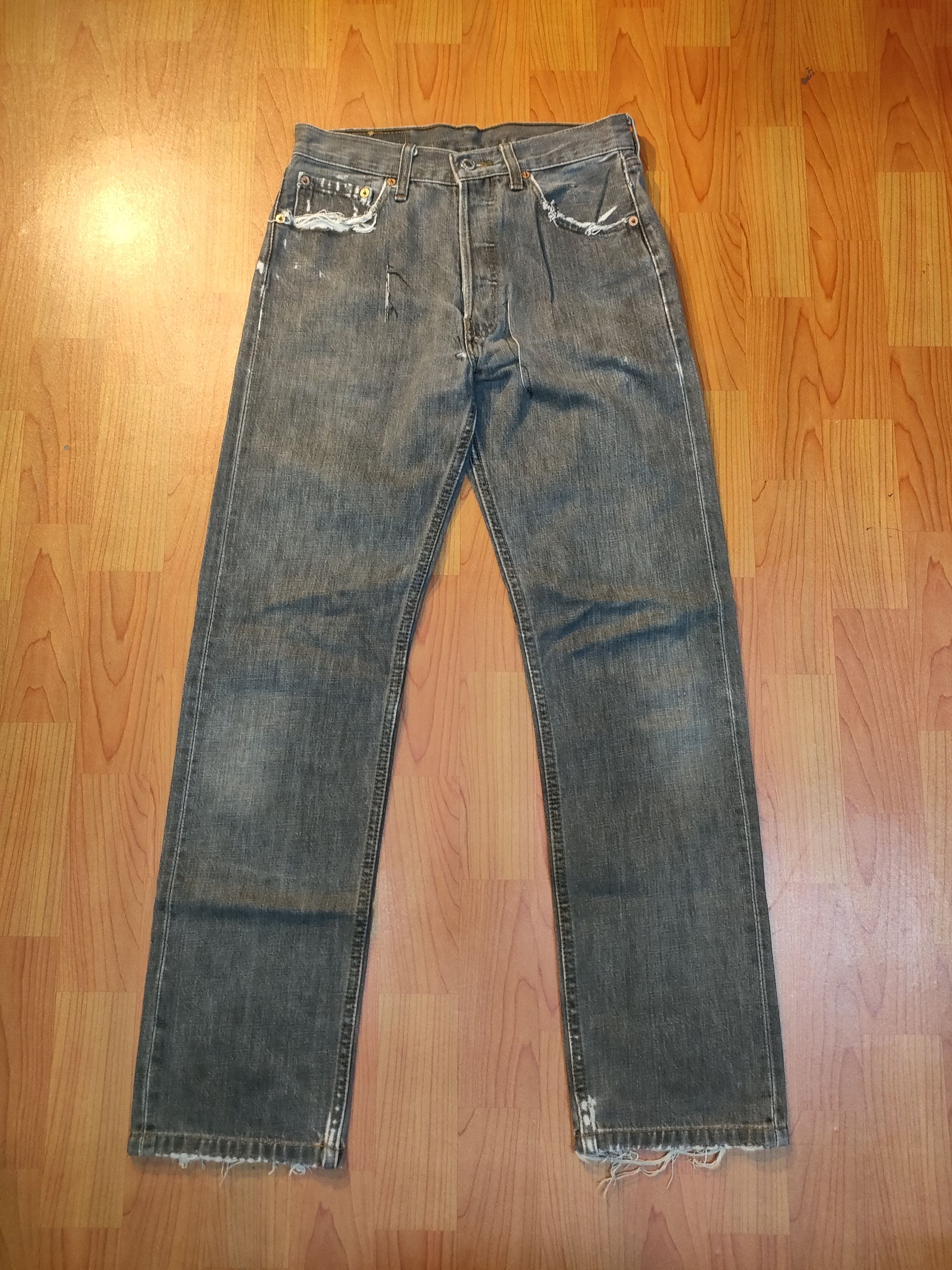 Levi's Distressed Levi's 501 Gray Jeans Size US 29 - 1 Thumbnail