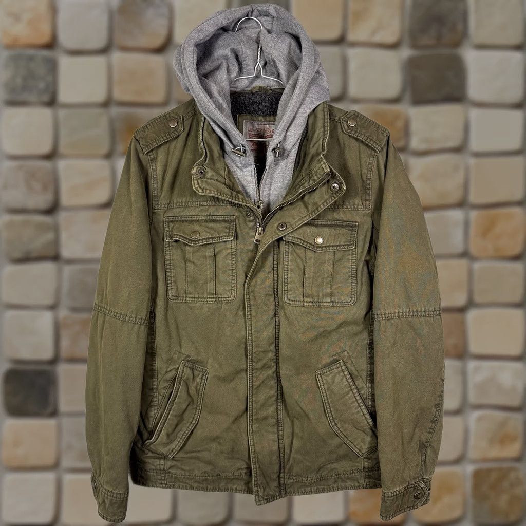Levi's Levi’s Trucker Jacket Mens S Sherpa Hooded Canvas Utility Military Field Chore Jacket Size US S / EU 44-46 / 1 - 1 Thumbnail