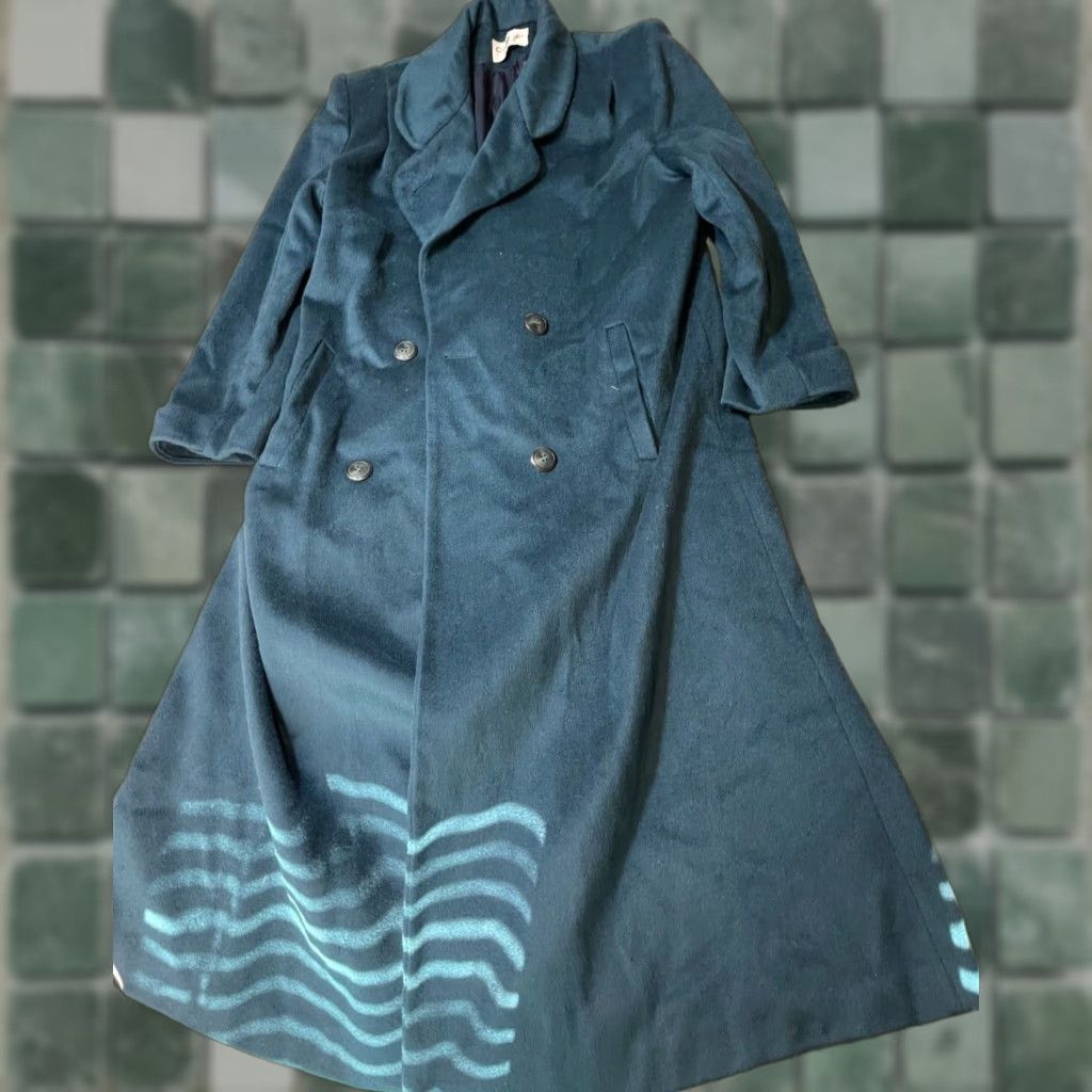 Vintage VINTAGE Cathy Jo Trench Coat Womens 42" Chest Teal Wool Blend Long Sleeve Button Pockets Collared 90s USA Fall Winter Spring Size M / US 6-8 / IT 42-44 - 1 Thumbnail