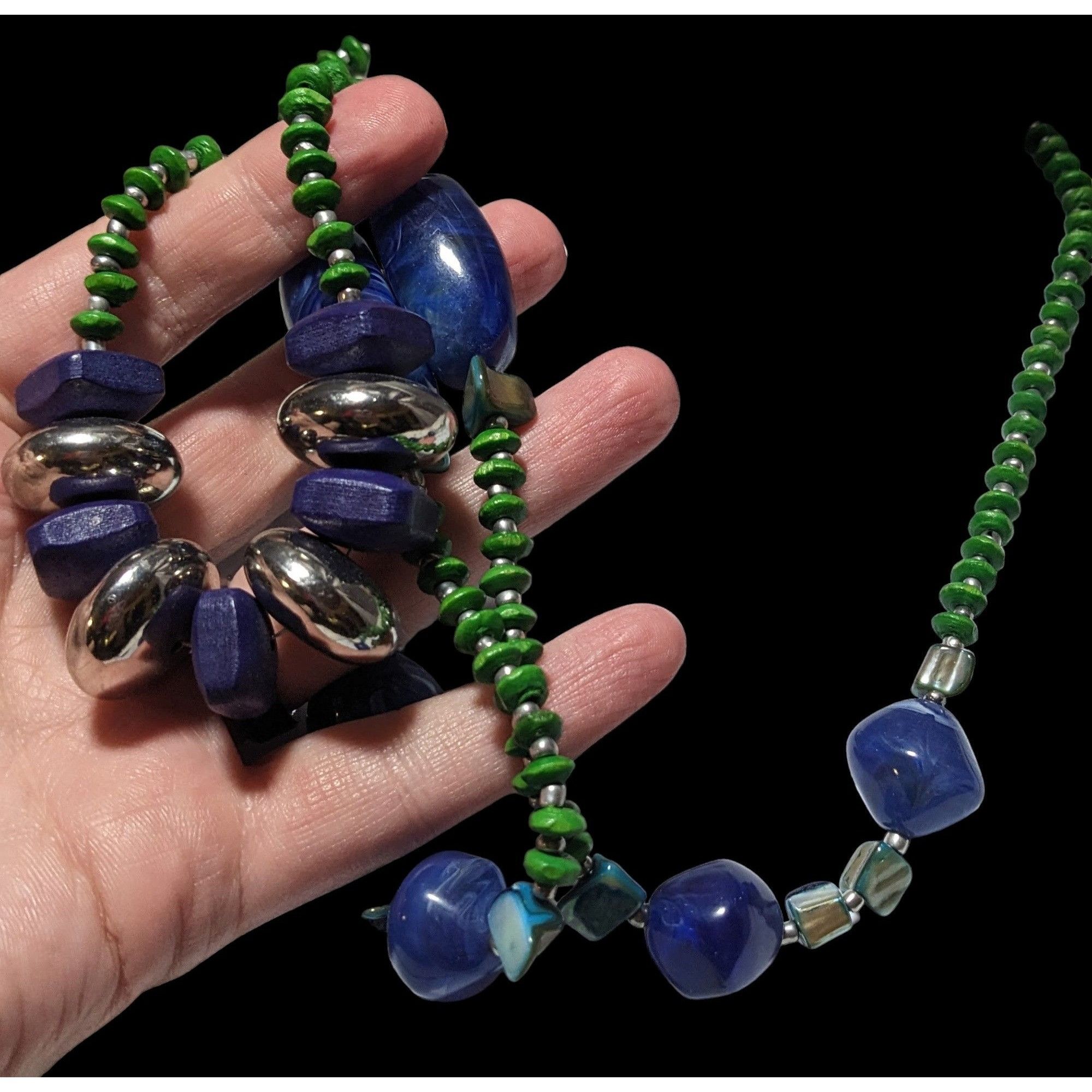 Chicos Chico's Long Blue And Green Beaded Necklace Size ONE SIZE - 4 Thumbnail