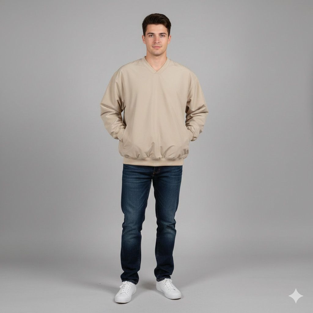 Other Badger Sport Size M Windshirt Tan Beige Pullover V Neck Long Size US M / EU 48-50 / 2 - 2 Thumbnail