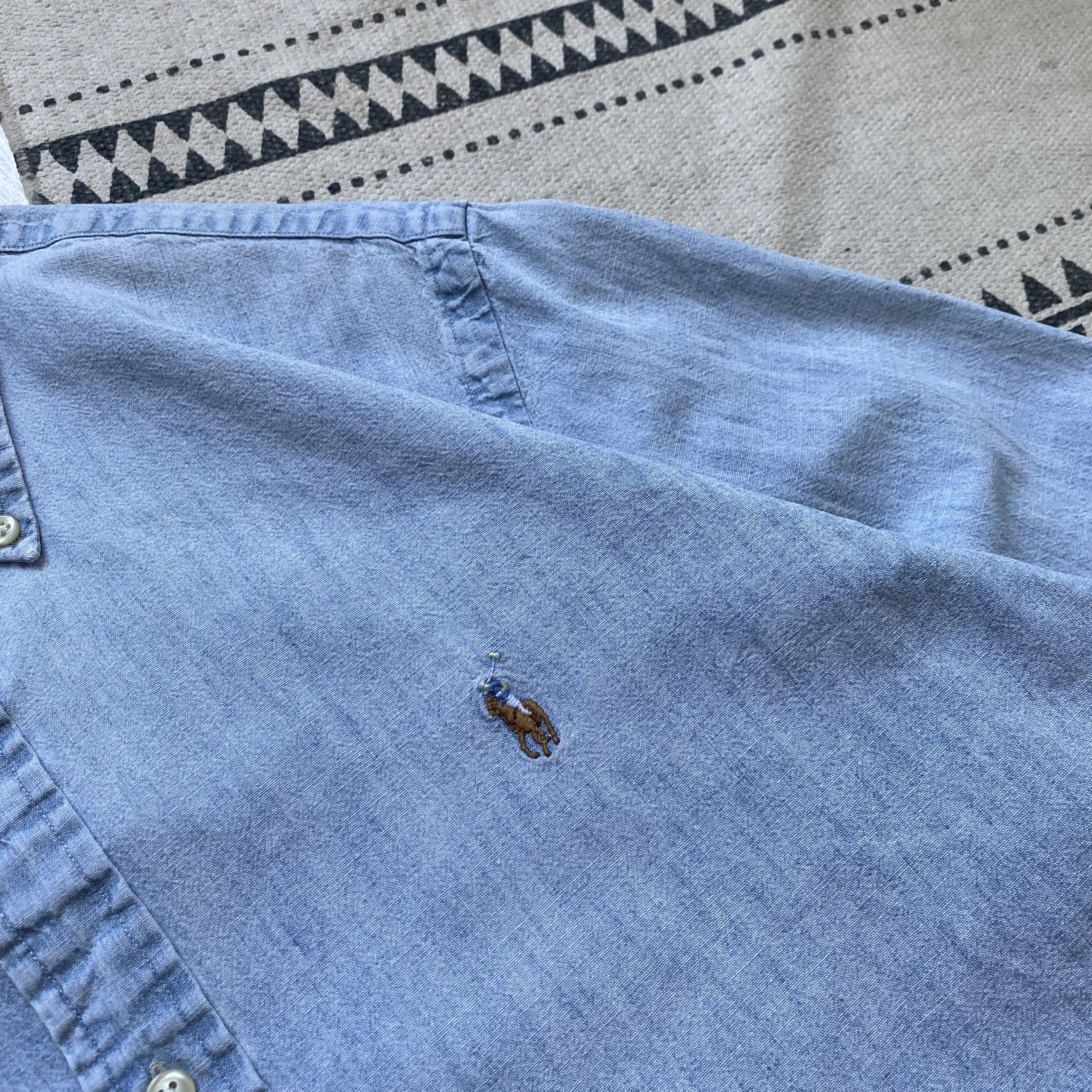 Polo Ralph Lauren 👔 Vintage Polo Ralph Lauren Shirt Faded Denim blue light Size US M / EU 48-50 / 2 - 5 Thumbnail